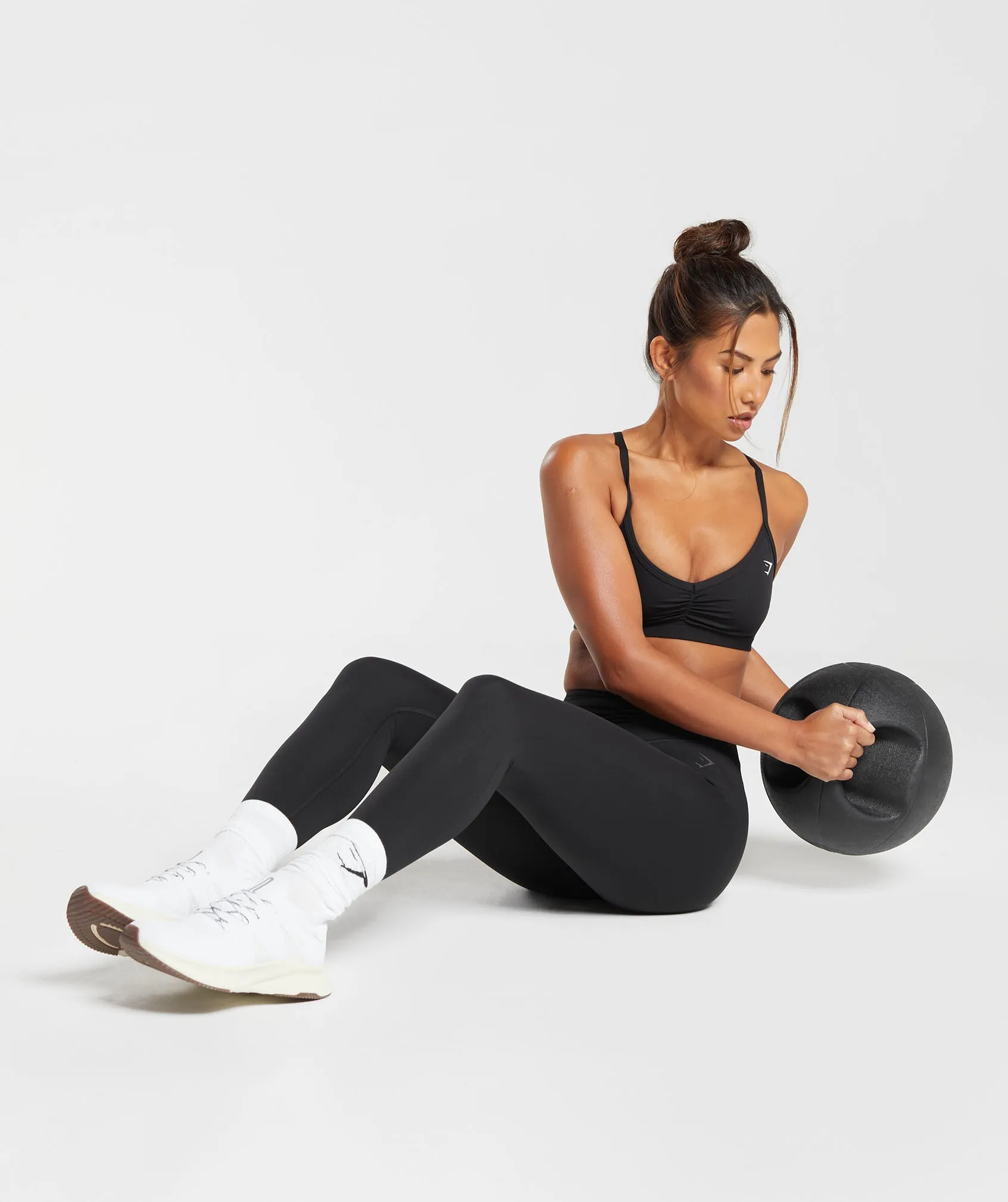 Gymshark Ruched Strappy Sports Bra - Black sold by Gymshark product image thumbnail 4