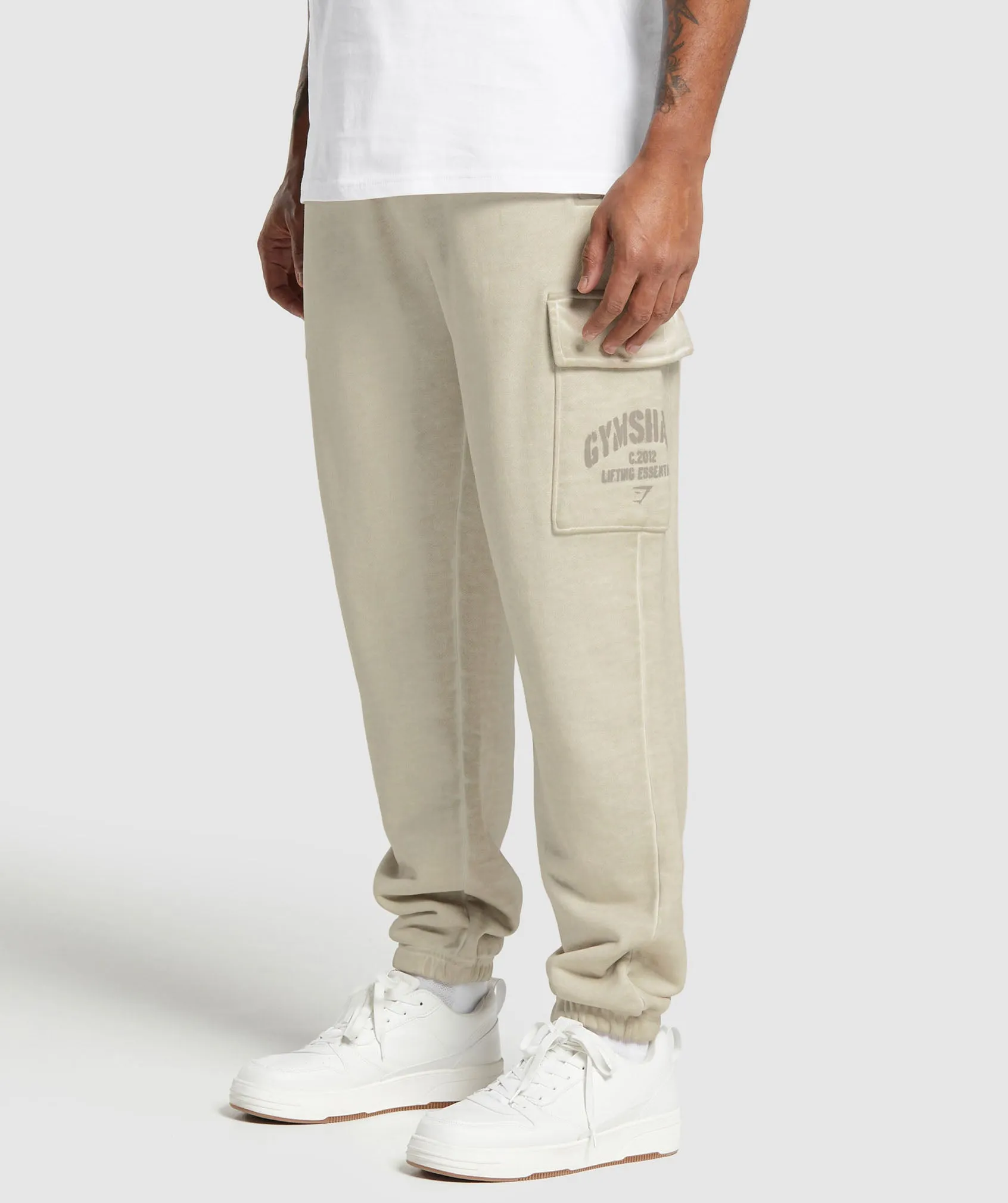 Gymshark Heavyweight Washed Cargo Joggers - Pebble Grey sold by Gymshark product image thumbnail 3