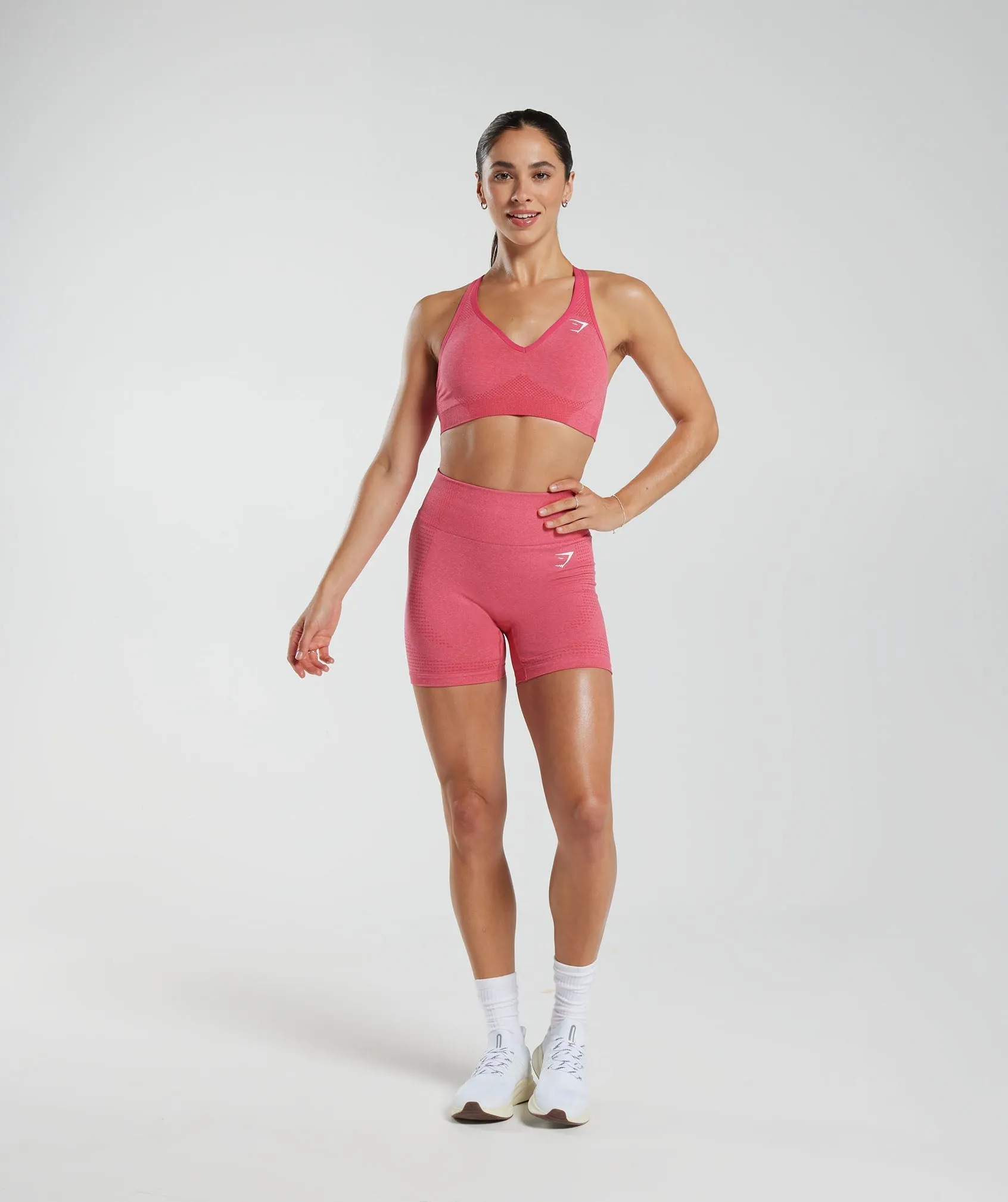 Gymshark Vital V Neck Sports Bra -  Bright Fuchsia Marl sold by Gymshark product image thumbnail 4