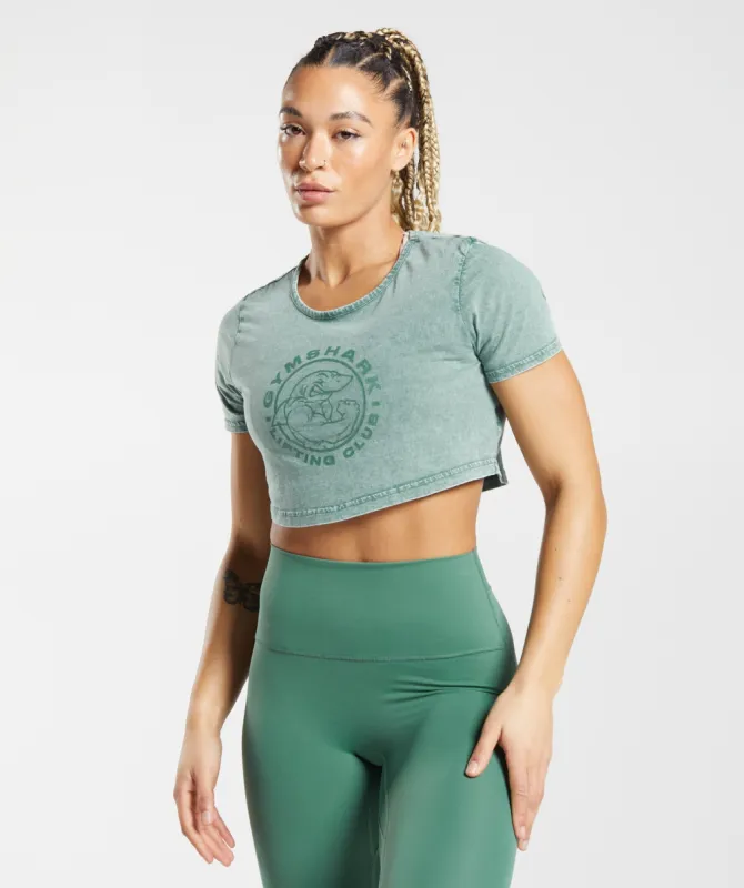 Gymshark Legacy Washed Crop Top - Hoya Green sold by Gymshark