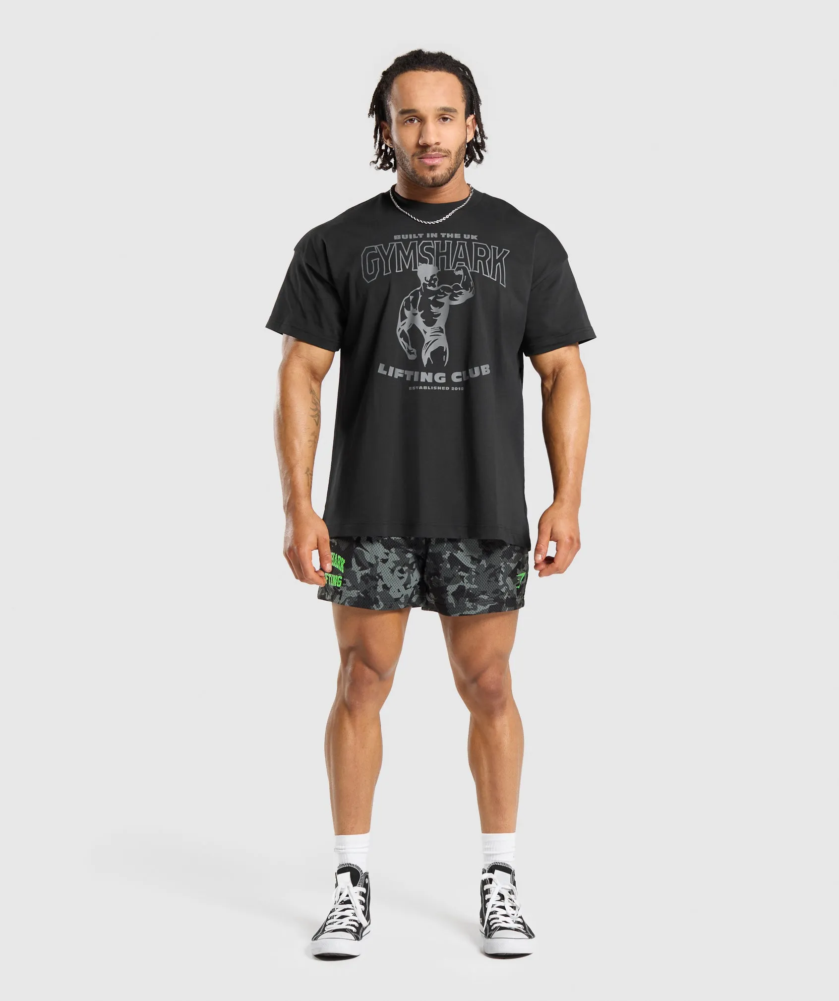 Gymshark Printed Lifting Mesh 5" Shorts - Black sold by Gymshark product image thumbnail 4