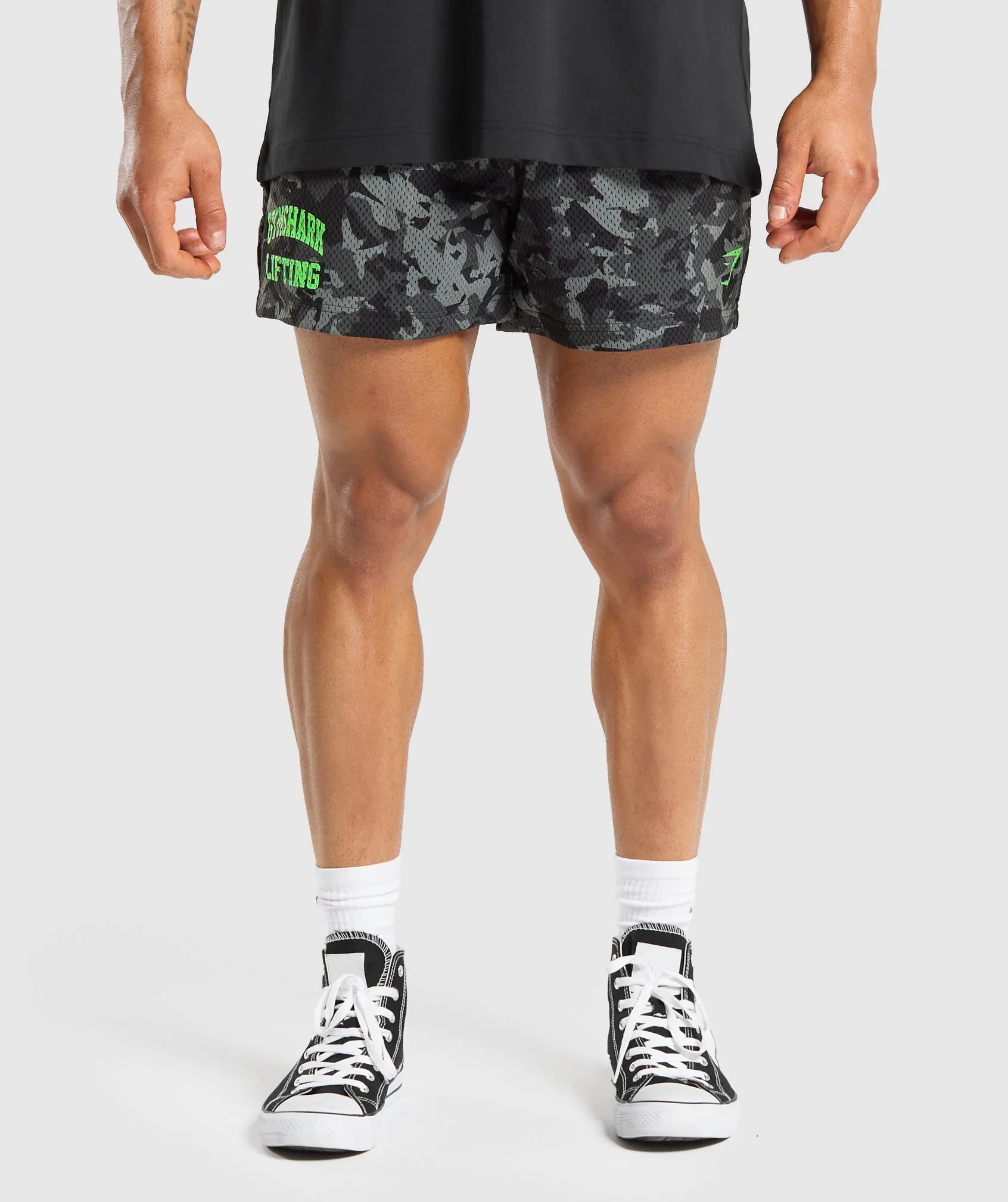 Gymshark Printed Lifting Mesh 5" Shorts - Black sold by Gymshark