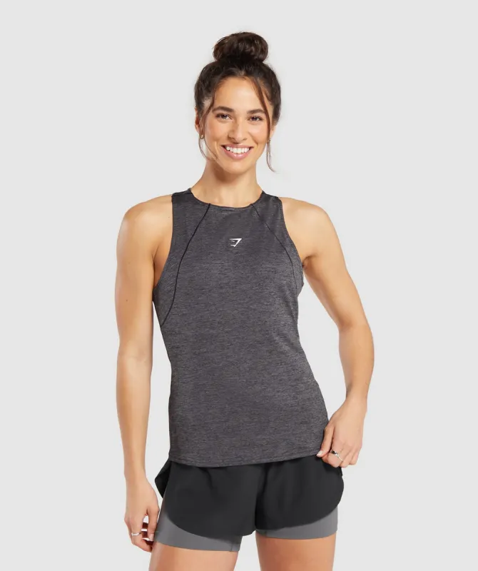 Gymshark Running Tank - Black/Silhouette Grey Marl sold by Gymshark