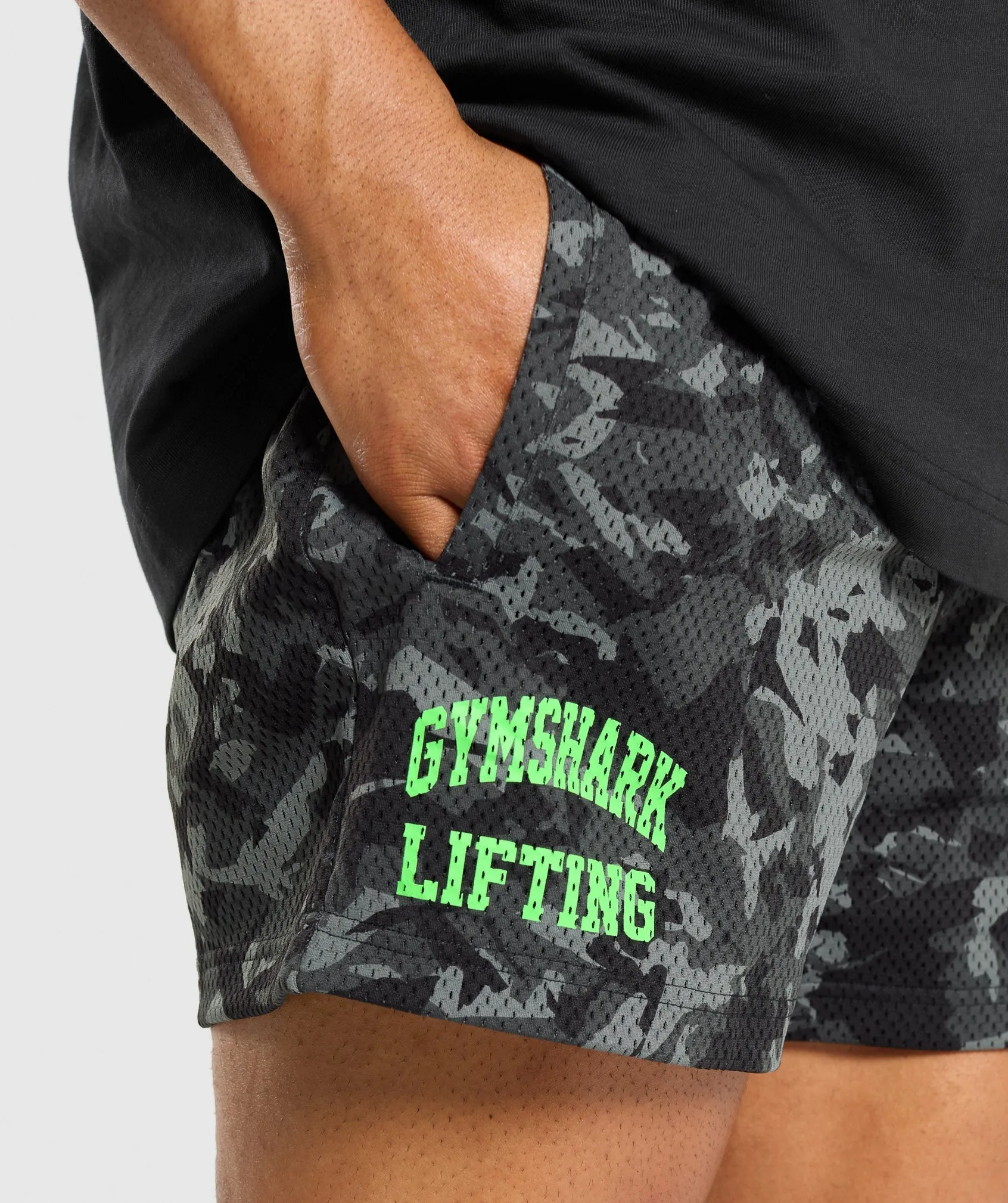 Gymshark Printed Lifting Mesh 5" Shorts - Black sold by Gymshark product image thumbnail 5