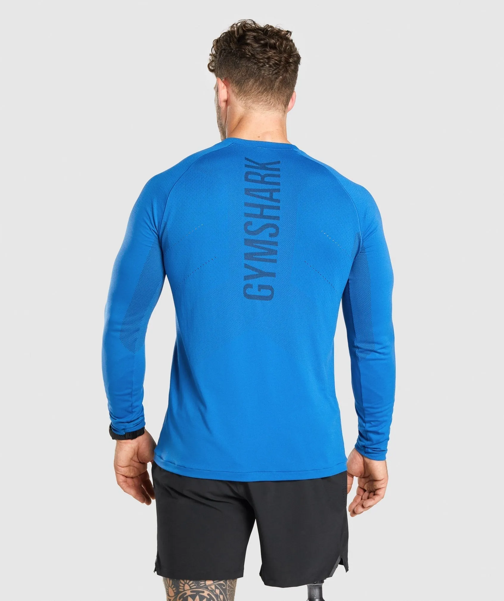 Gymshark Apex Long Sleeve T-shirt - Blue sold by Gymshark product image thumbnail 3