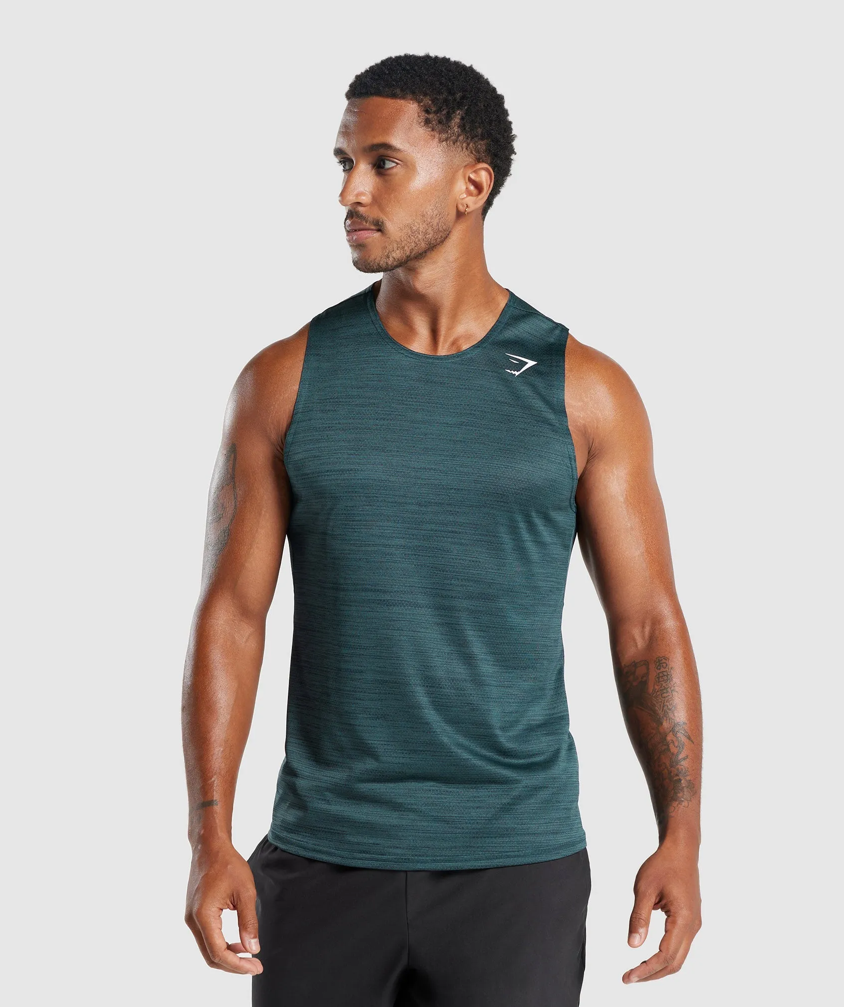 Gymshark Arrival Marl Tank - Navy/Smokey Teal Marl sold by Gymshark