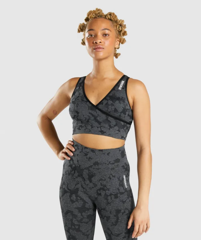 Gymshark Adapt Camo Seamless Sports Bra - Black sold by Gymshark