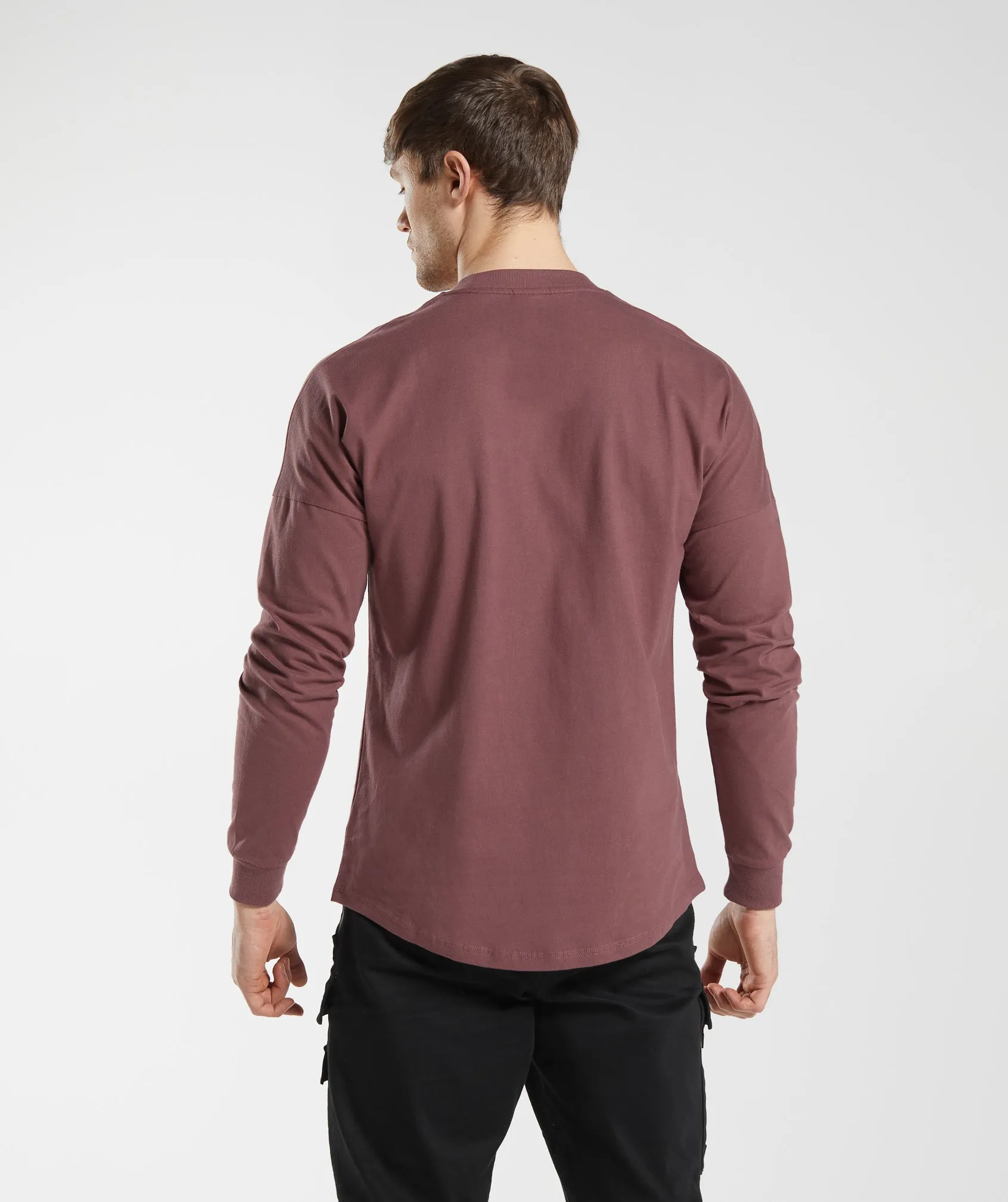 GS x David Laid Oversized Long Sleeve T-Shirt - Magenta Brown sold by Gymshark product image thumbnail 2