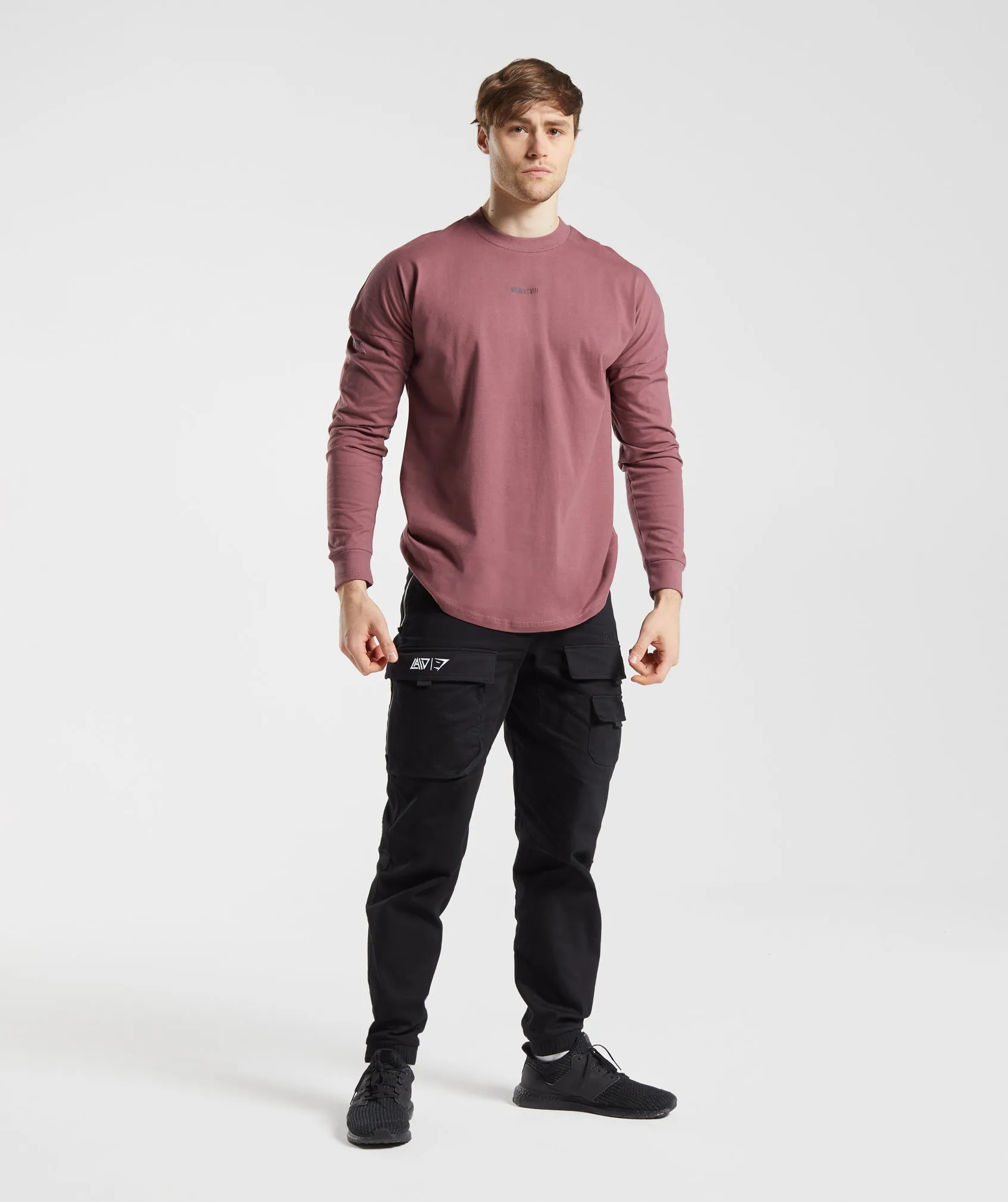 GS x David Laid Oversized Long Sleeve T-Shirt - Magenta Brown sold by Gymshark product image thumbnail 4