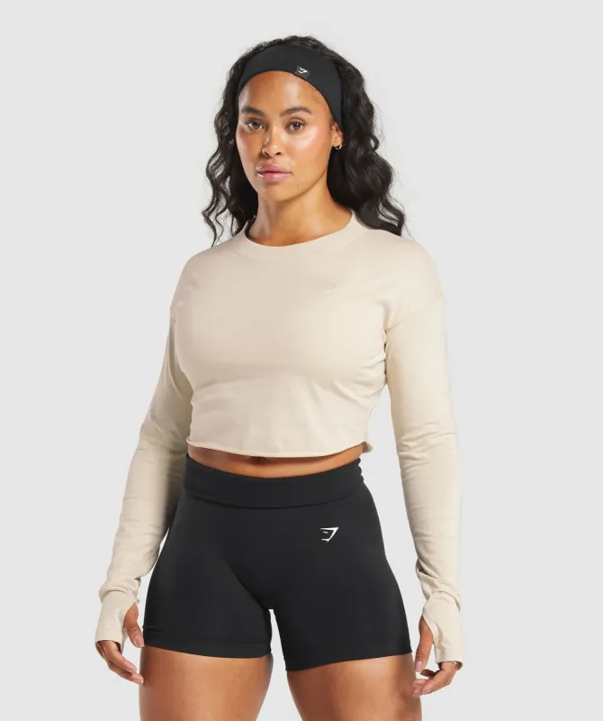 Gymshark Lifting Long Sleeve Crop Top - Cream Beige sold by Gymshark