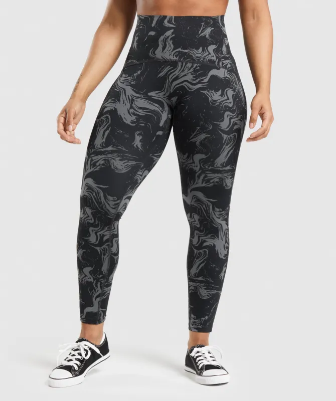 Gymshark Waist Support Leggings - Black Print sold by Gymshark