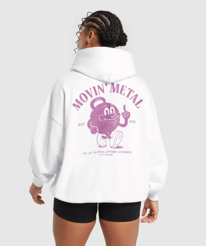 Gymshark Movin' Metal GFX Hoodie - White sold by Gymshark
