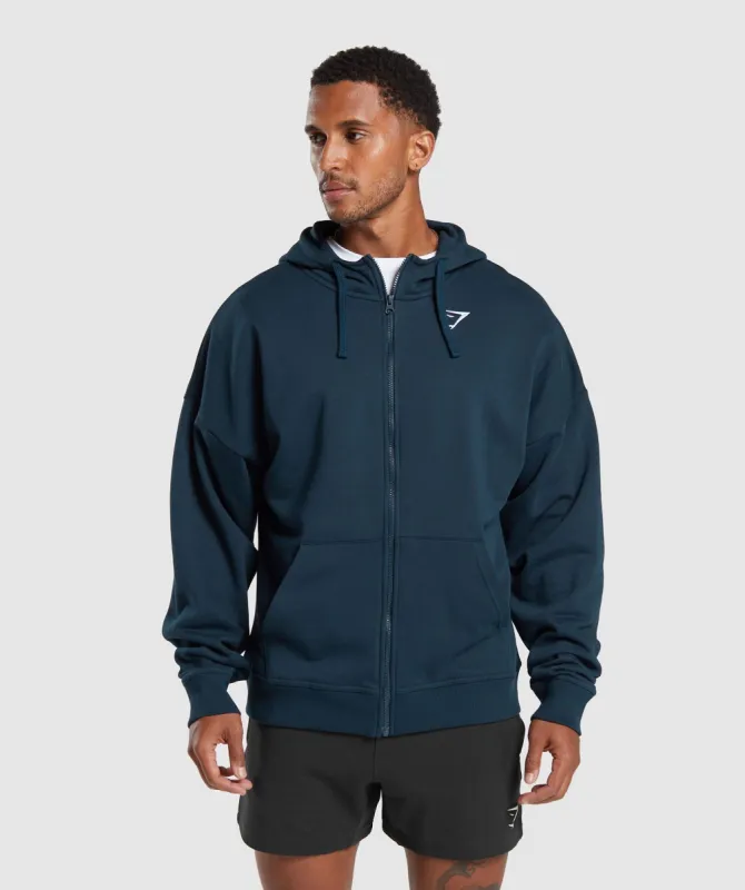 Gymshark Essential Oversized Zip Up Hoodie - Navy sold by Gymshark
