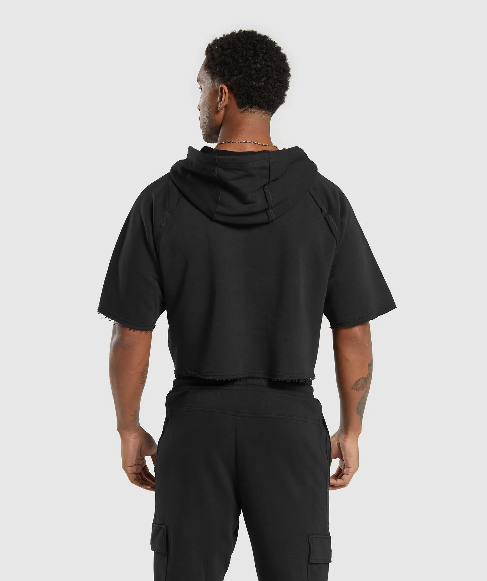 Gymshark Legacy Short Sleeve Crop Hoodie - Black sold by Gymshark product image thumbnail 3