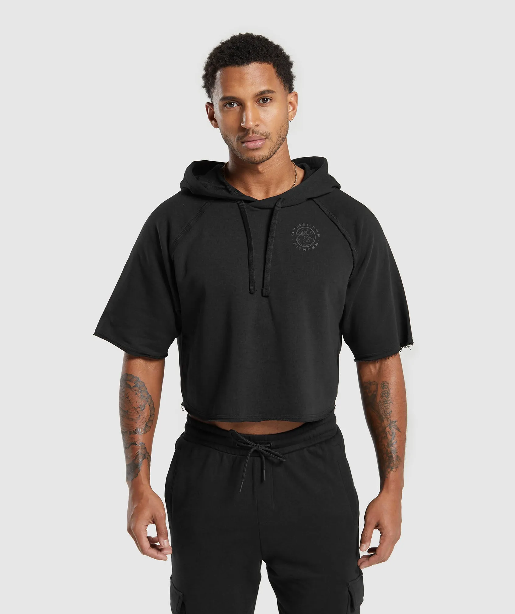 Gymshark Legacy Short Sleeve Crop Hoodie - Black sold by Gymshark product image thumbnail 2