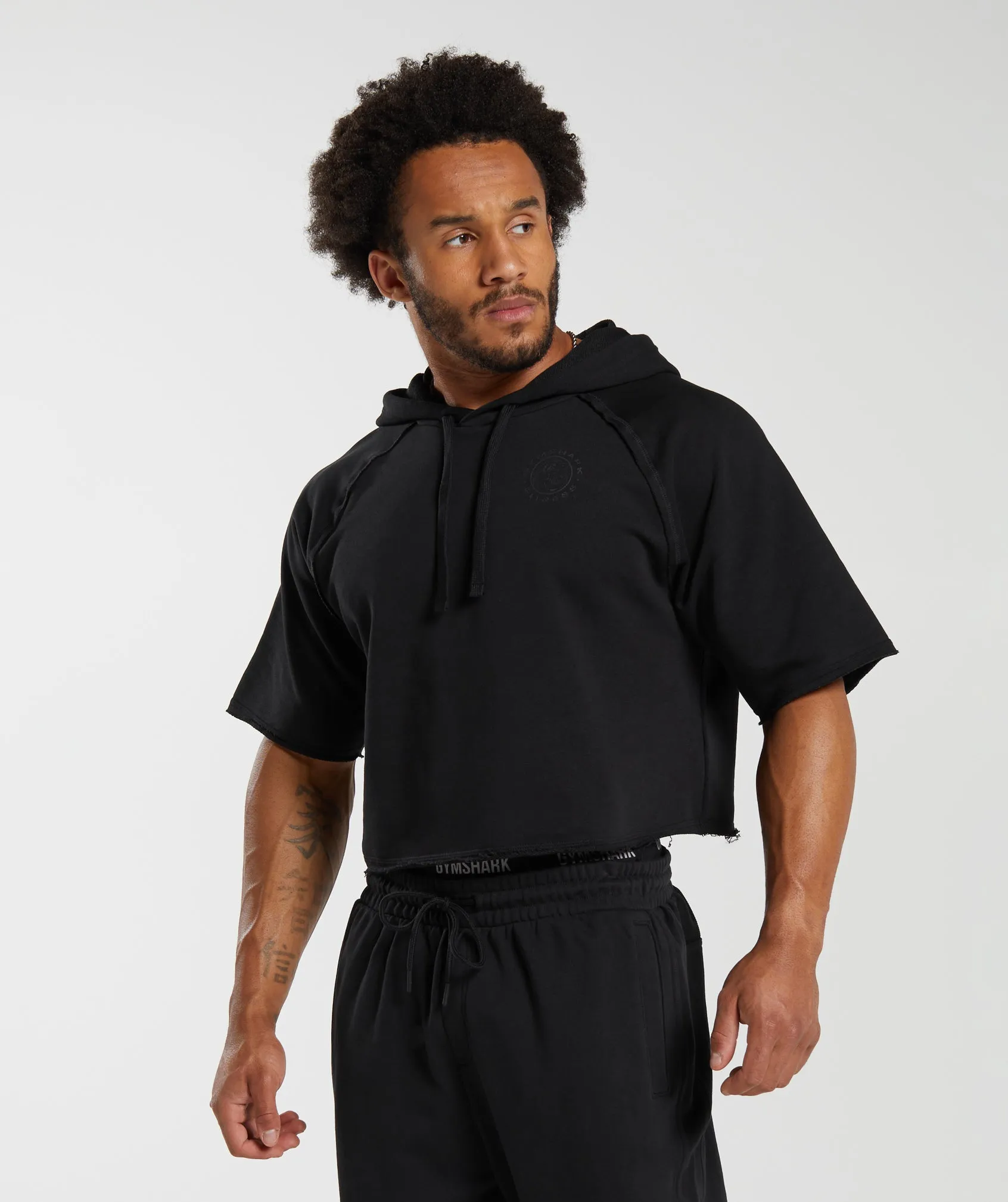 Gymshark Legacy Short Sleeve Crop Hoodie - Black sold by Gymshark product image thumbnail 5