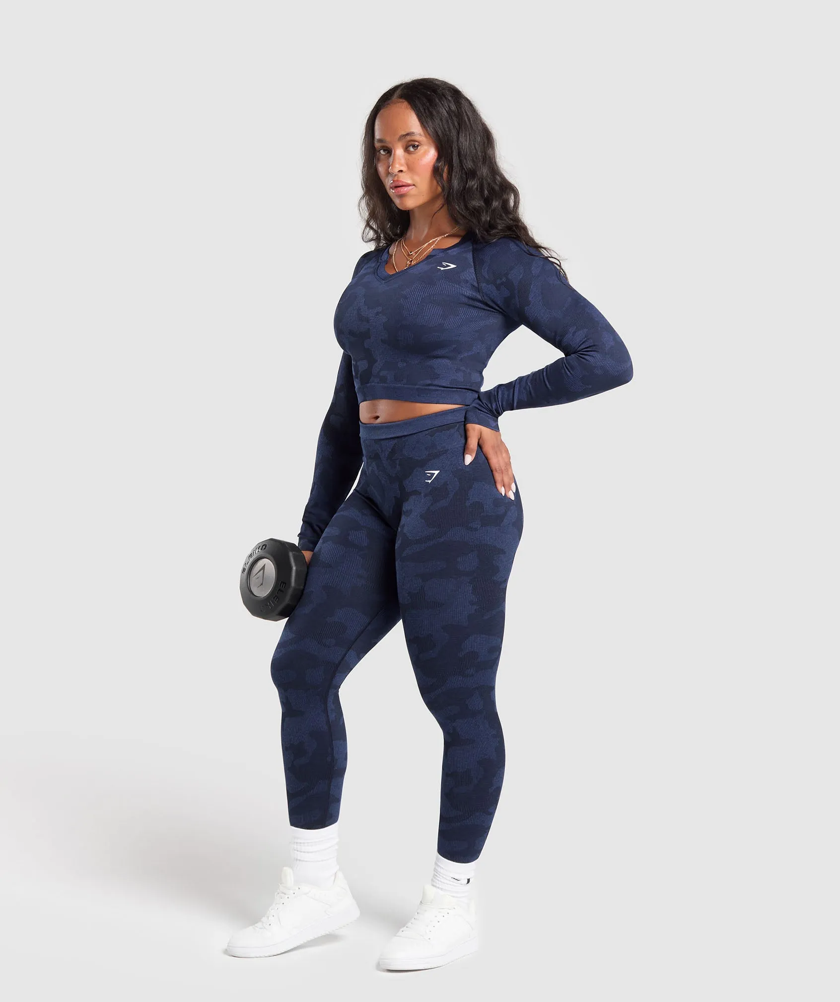 Gymshark Adapt Camo Long Sleeve Crop Top - Midnight Blue/Ash Blue sold by Gymshark product image thumbnail 4