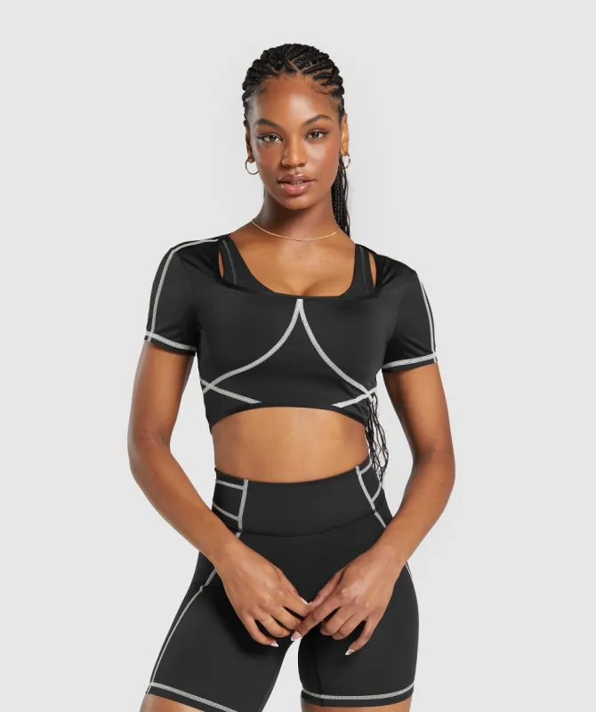 Gymshark Stitch Feature Crop Top - Black sold by Gymshark