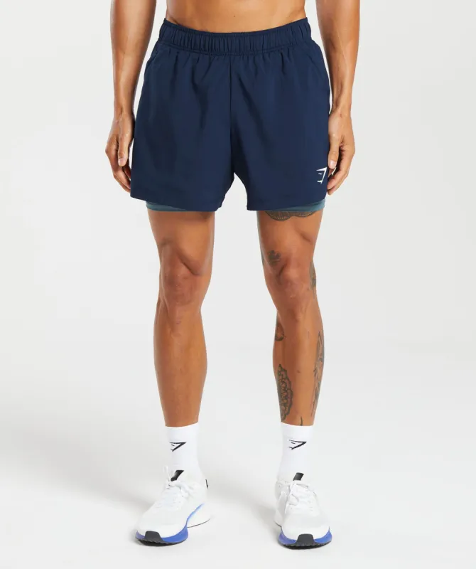 Gymshark Sport 5" 2 in 1  Shorts - Navy/Denim Teal sold by Gymshark