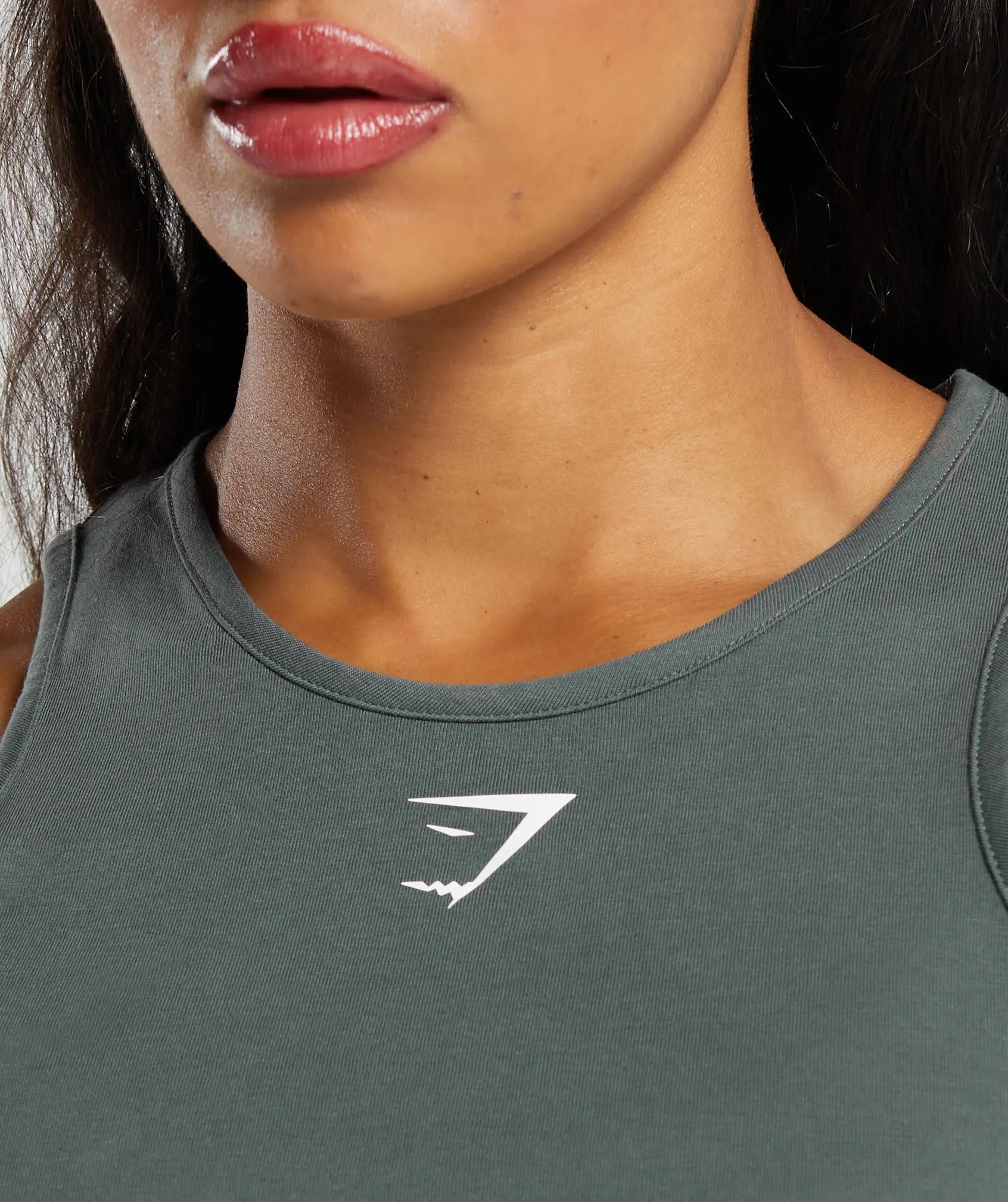 Gymshark Lifting Essential Cotton Crop Tank - Slate Teal sold by Gymshark product image thumbnail 5