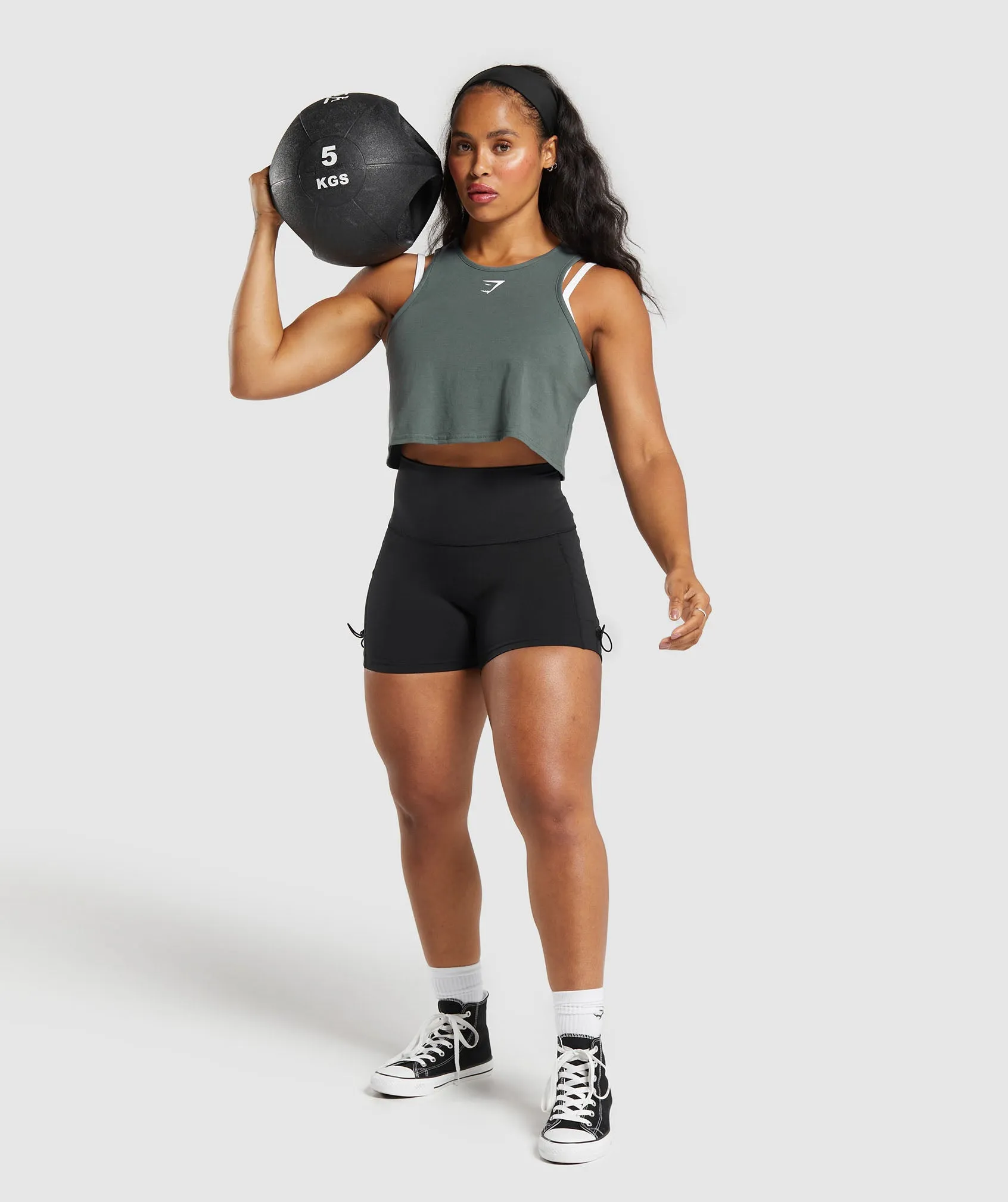 Gymshark Lifting Essential Cotton Crop Tank - Slate Teal sold by Gymshark product image thumbnail 4