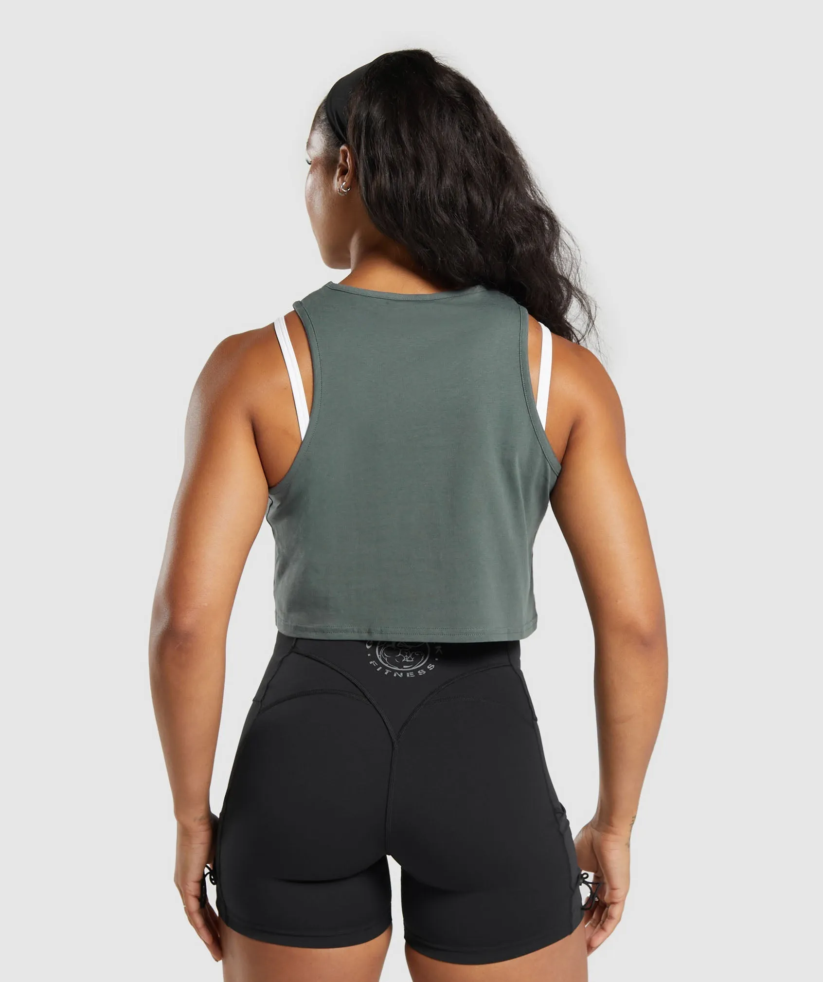 Gymshark Lifting Essential Cotton Crop Tank - Slate Teal sold by Gymshark product image thumbnail 2