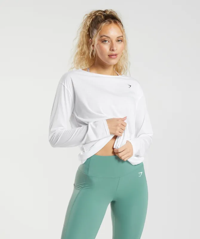 Gymshark Super Soft Cut-Out Long Sleeve Top - White sold by Gymshark