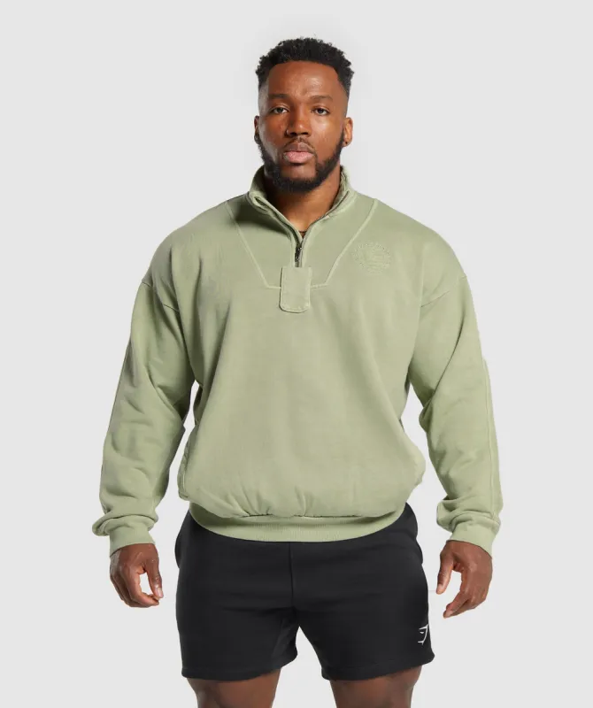 Gymshark Premium Legacy 1/4 Zip - Natural Sage Green sold by Gymshark