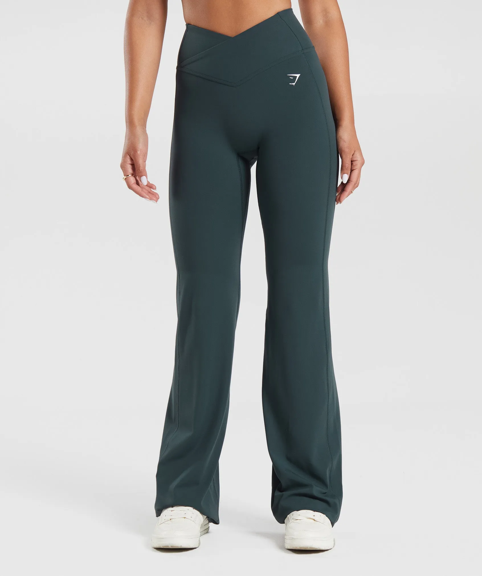 Gymshark Crossover Tall Flared Leggings - Darkest Teal sold by Gymshark