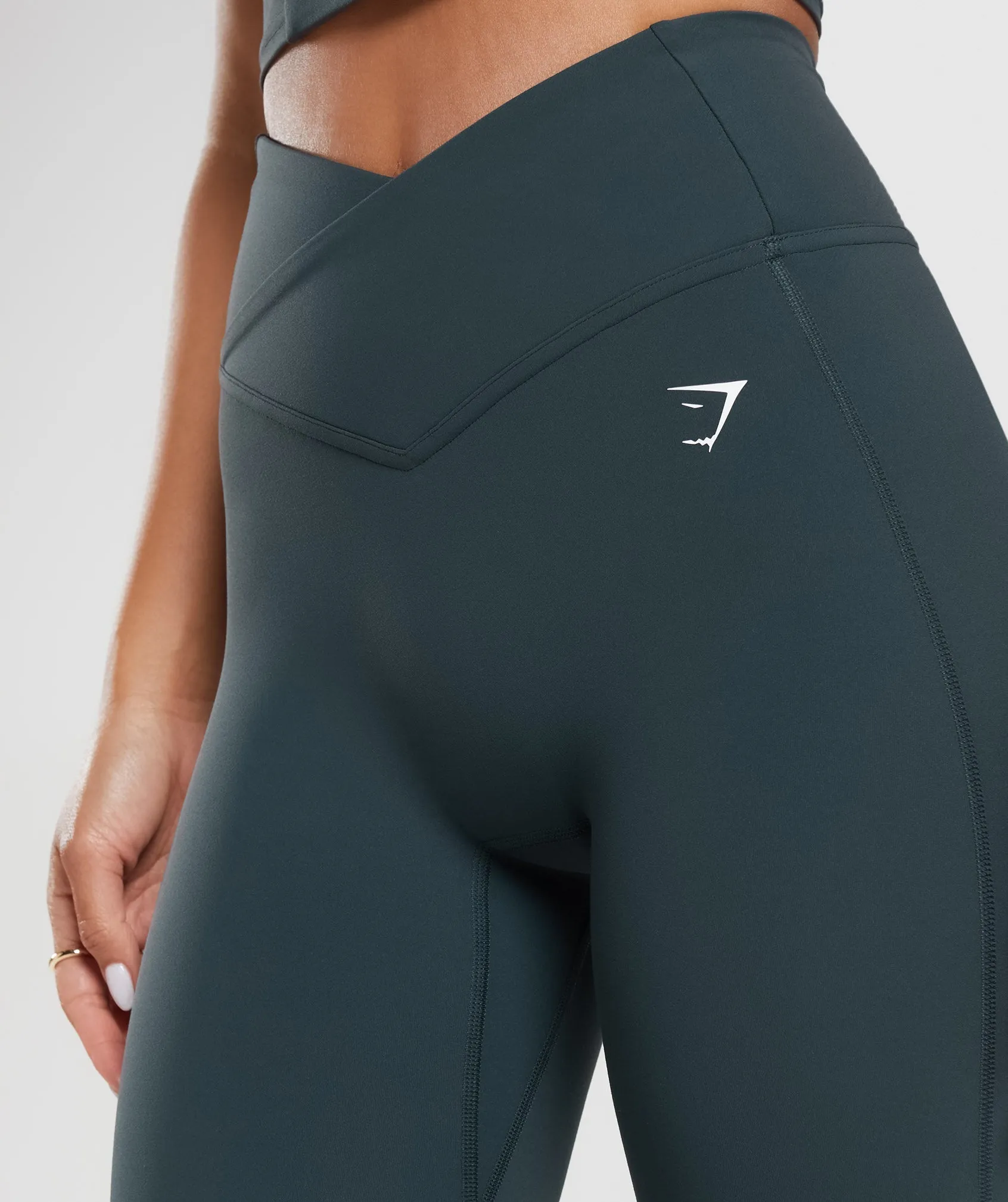 Gymshark Crossover Tall Flared Leggings - Darkest Teal sold by Gymshark product image thumbnail 5