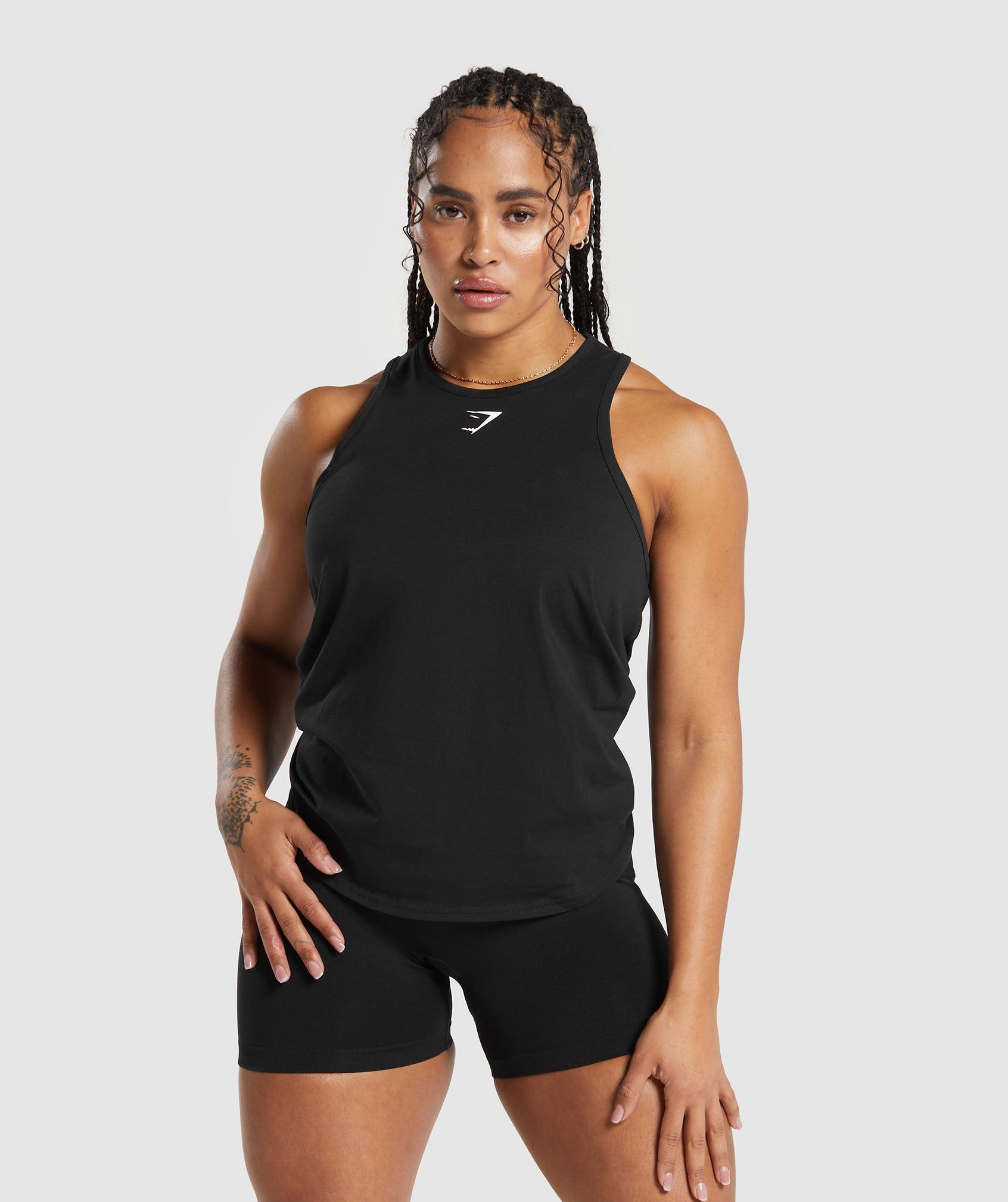 Gymshark Essential Cotton Tank - Black sold by Gymshark