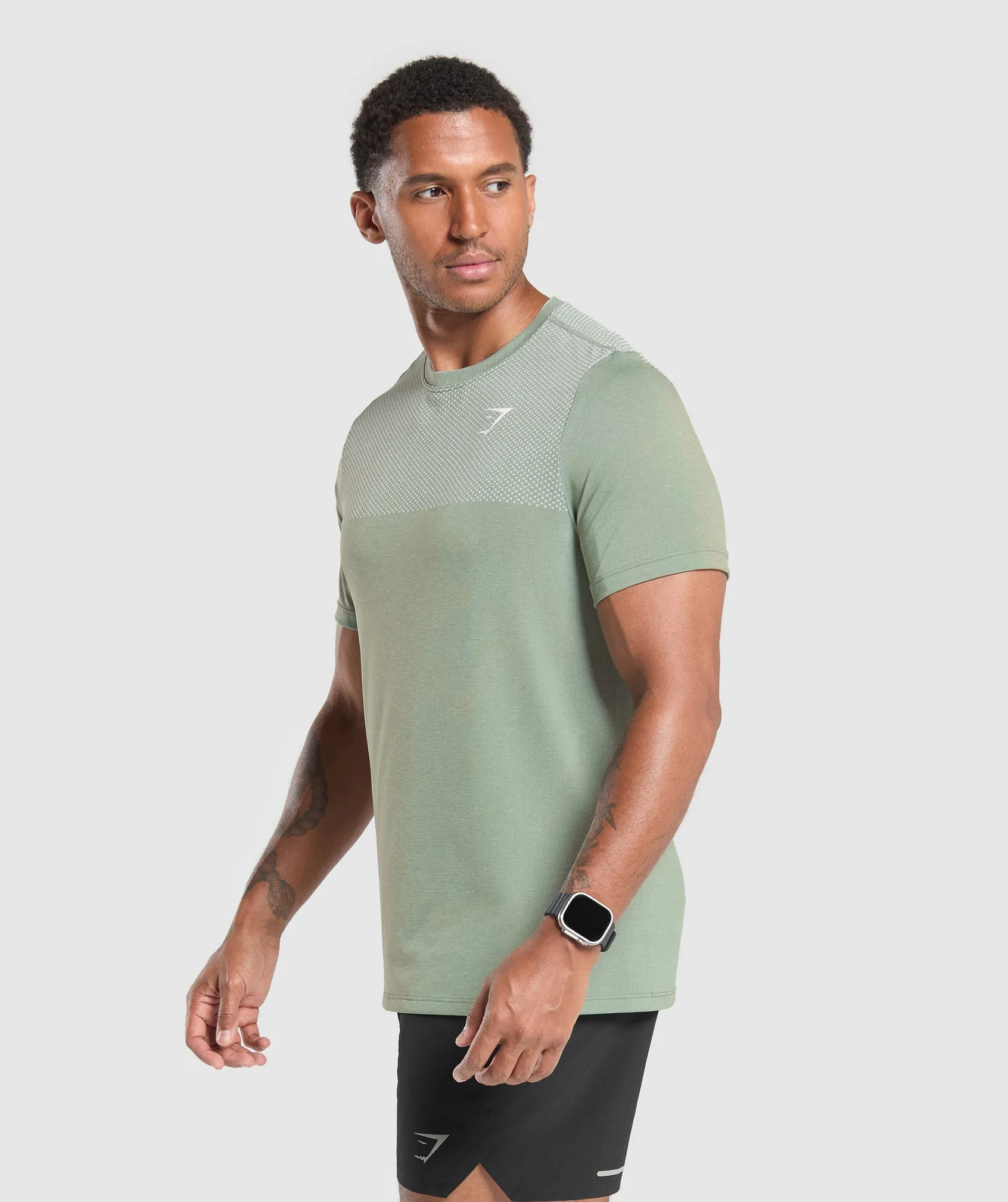 Gymshark Vital Seamless T-Shirt - Faded Green/Force Green Marl sold by Gymshark product image thumbnail 3