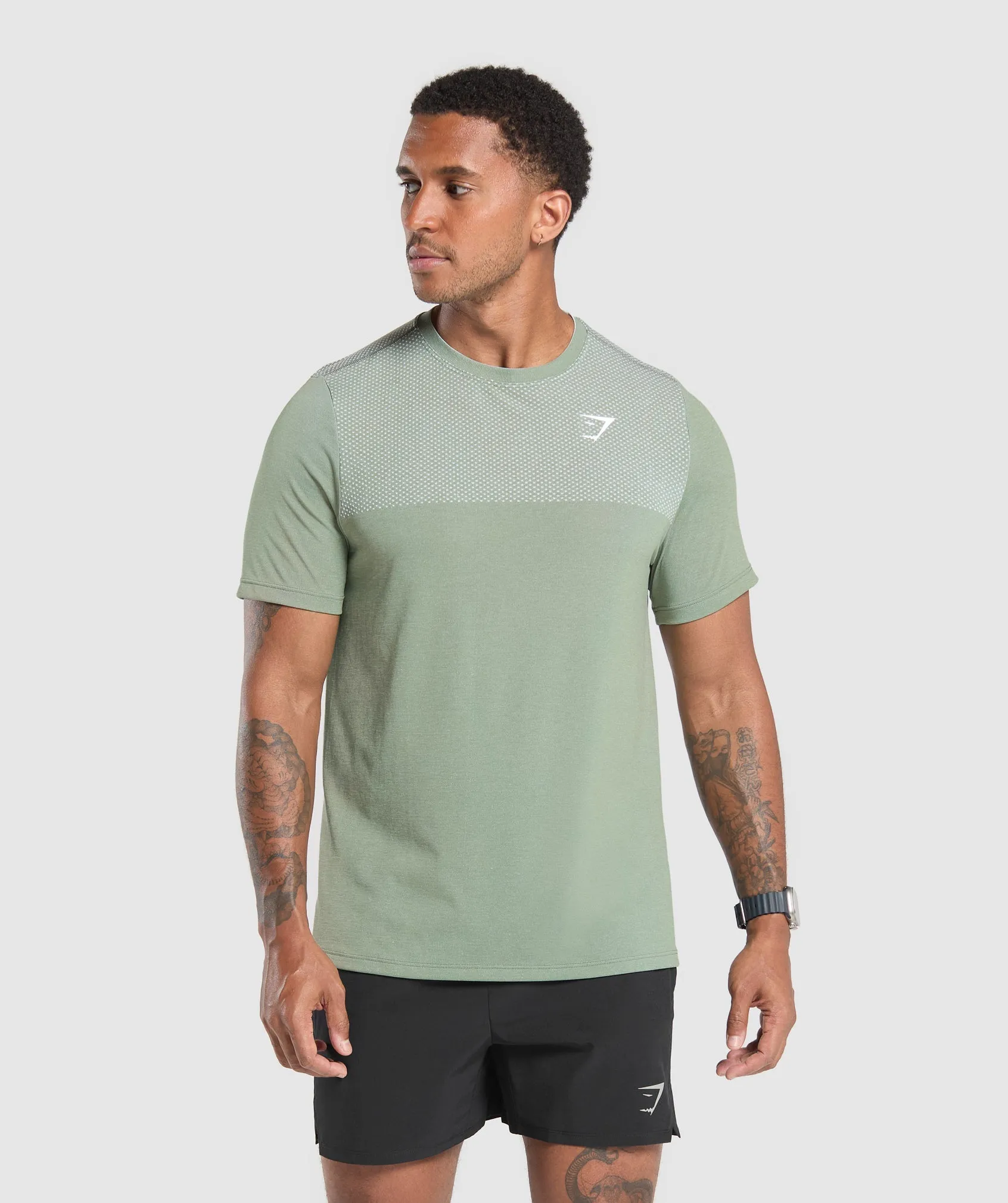 Gymshark Vital Seamless T-Shirt - Faded Green/Force Green Marl sold by Gymshark