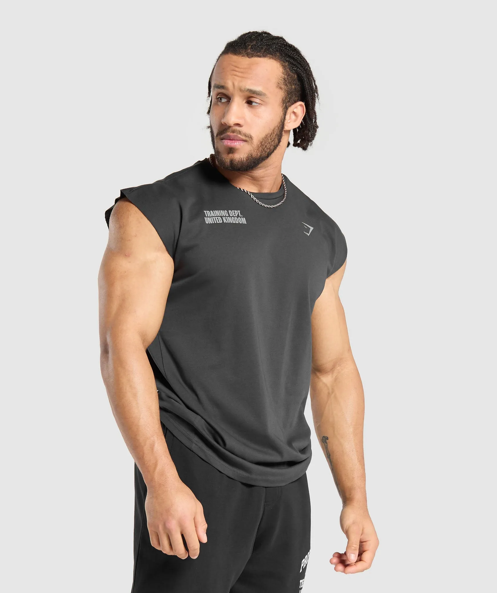 Gymshark Training Dept. UK Cut Off Tank - Asphalt Grey sold by Gymshark product image thumbnail 3