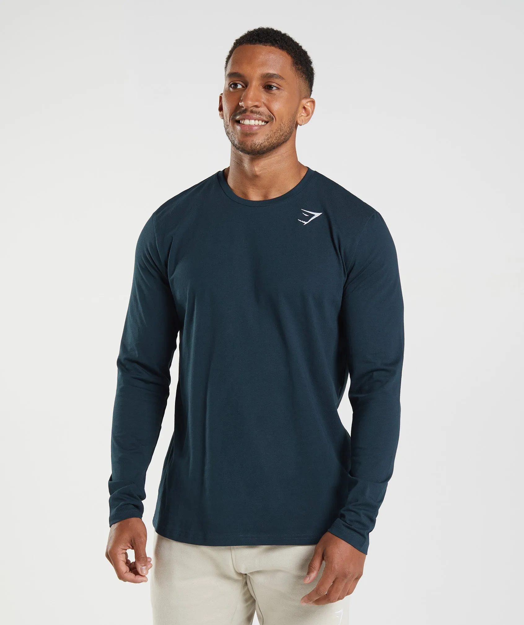 Gymshark Crest Long Sleeve T-Shirt - Navy sold by Gymshark