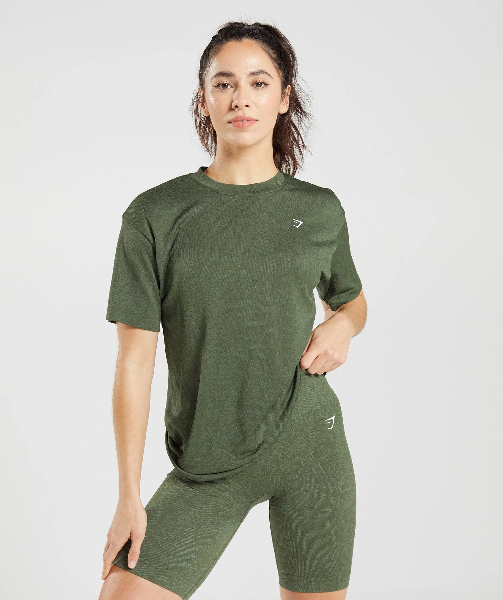 Gymshark Adapt Animal Seamless T-Shirt - Willow Green/Core Olive sold by Gymshark