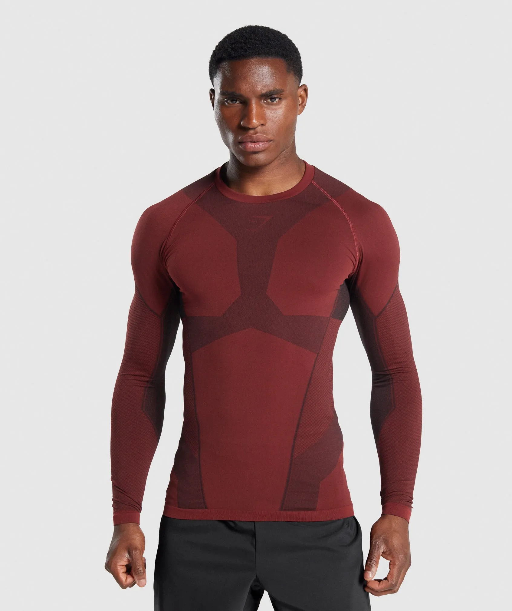 Gymshark Free Force Seamless Long Sleeve T-Shirt - Burgundy sold by Gymshark