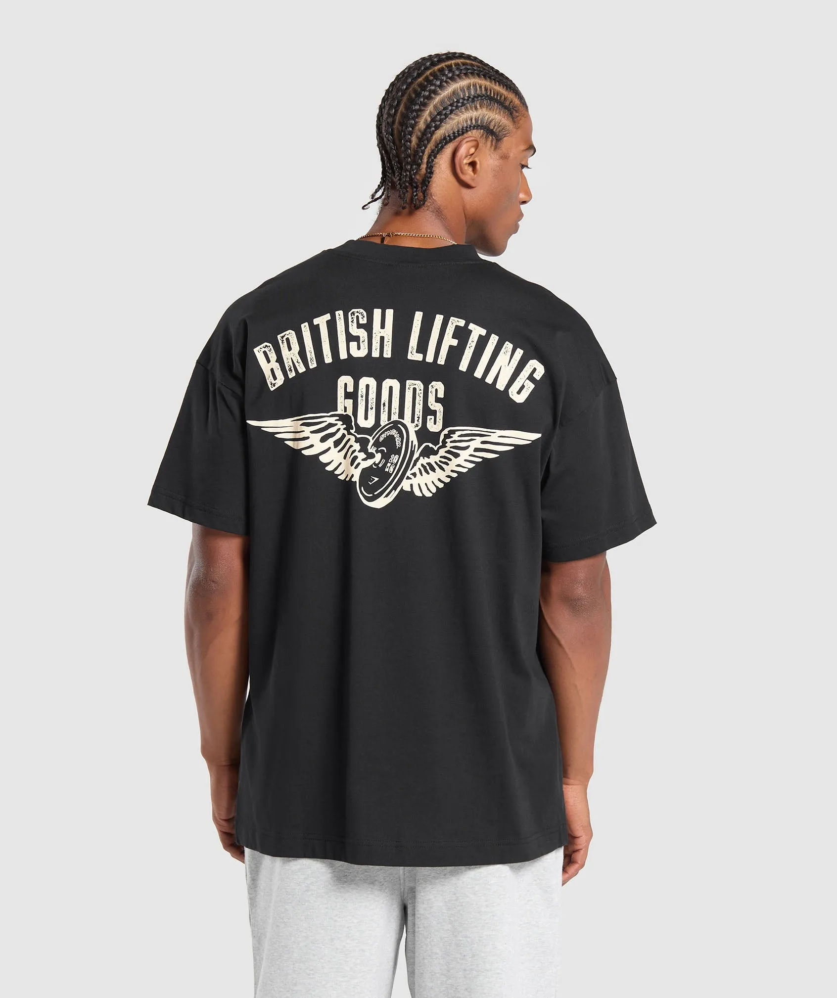 Gymshark British Lifting Goods Graphic T-Shirt - Black sold by Gymshark