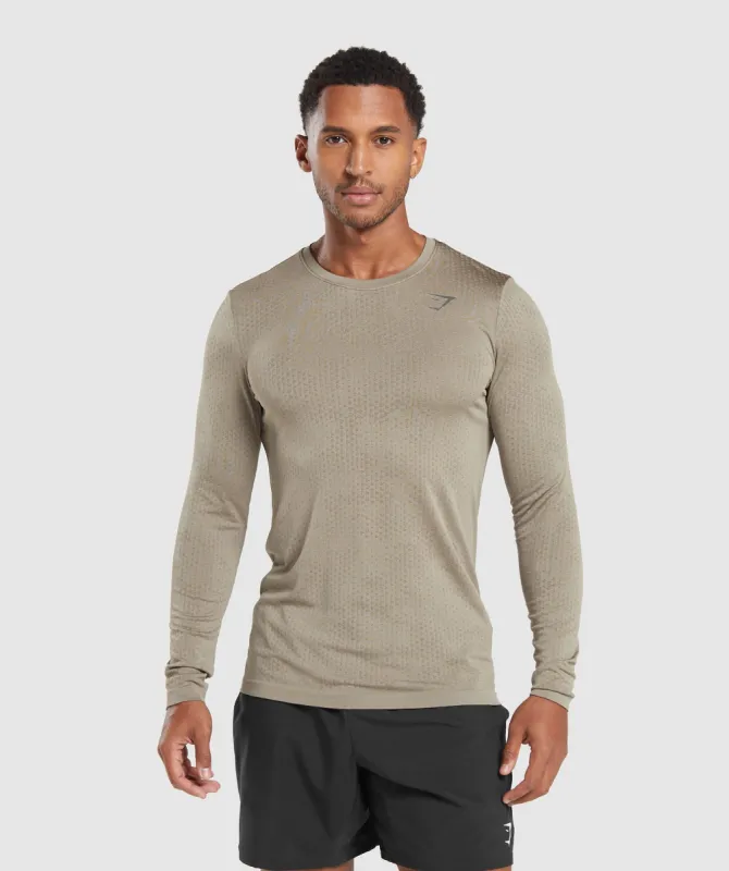 Gymshark Sport Seamless Long Sleeve T-Shirt - Linen Brown/Camo Brown sold by Gymshark
