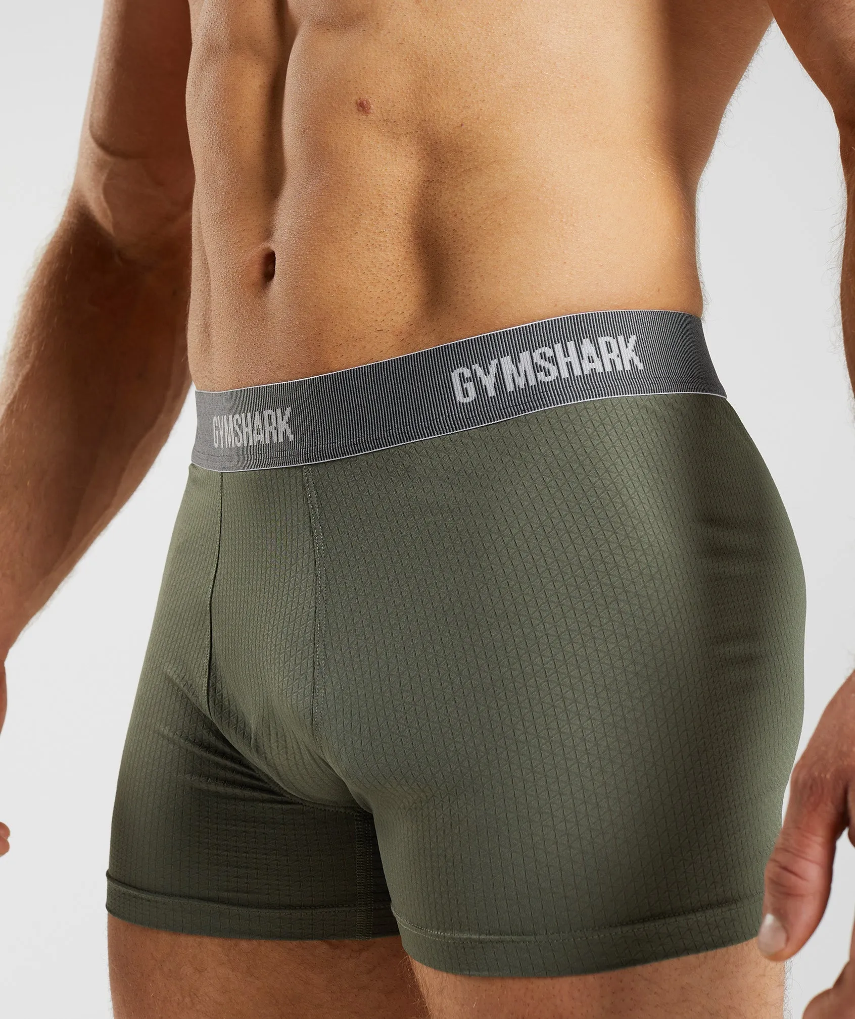 Gymshark Sports Tech Boxers 2Pk - Black/Core Olive sold by Gymshark product image thumbnail 4
