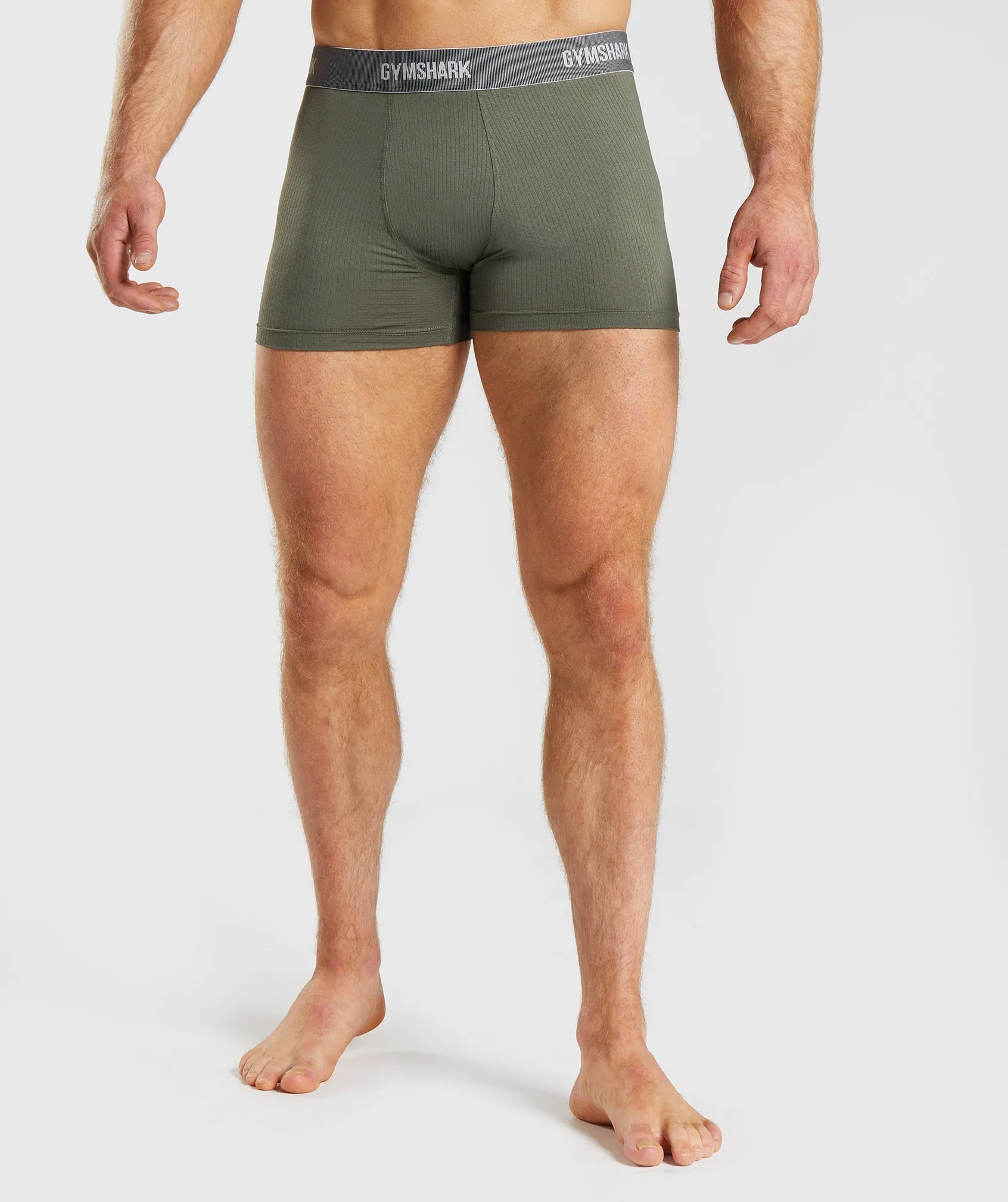 Gymshark Sports Tech Boxers 2Pk - Black/Core Olive sold by Gymshark