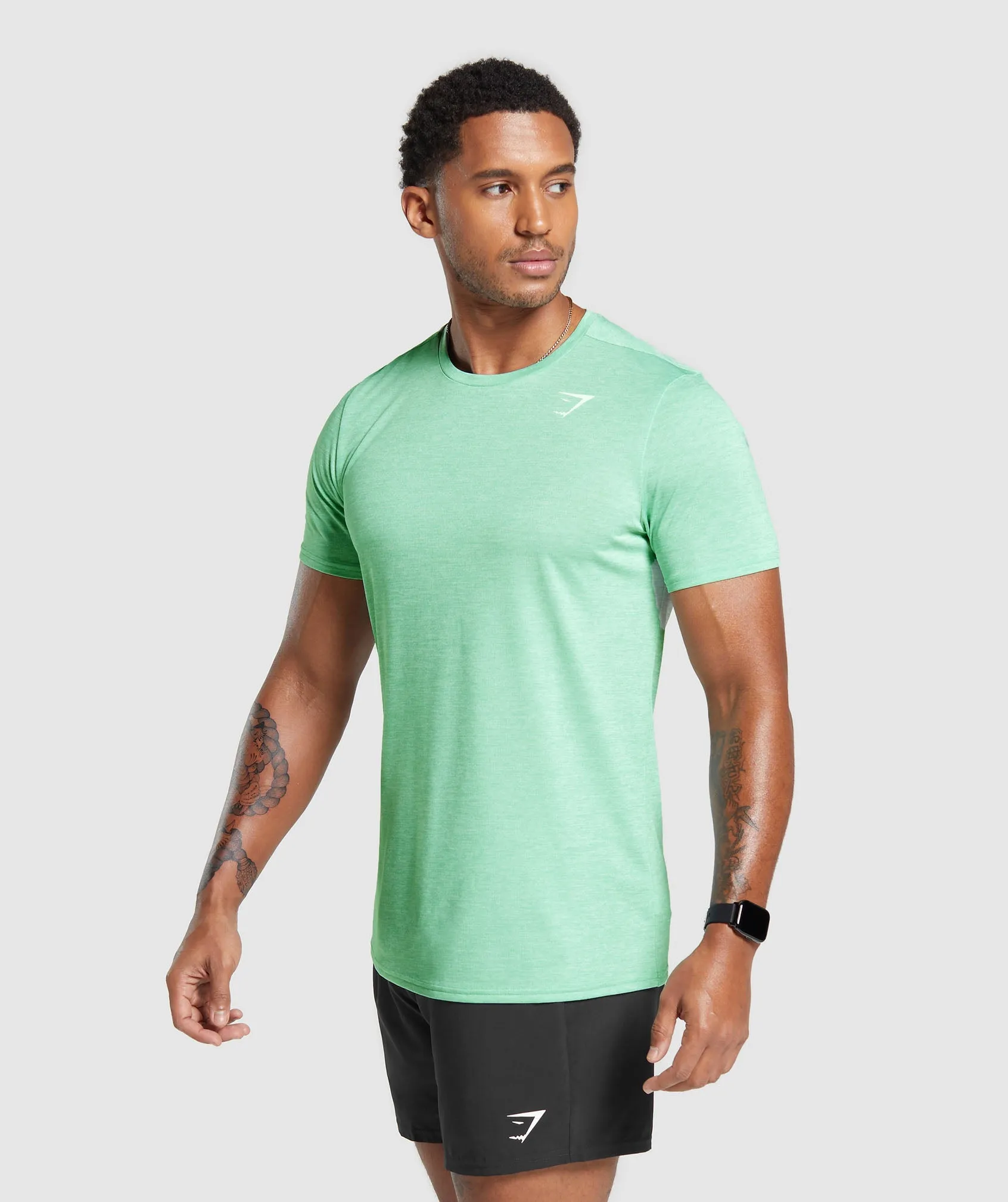 Gymshark Arrival Marl T-Shirt - Lido Green/White Marl sold by Gymshark product image thumbnail 3