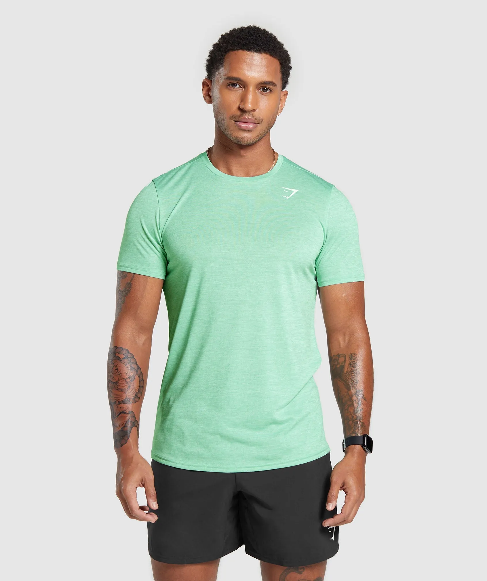 Gymshark Arrival Marl T-Shirt - Lido Green/White Marl sold by Gymshark