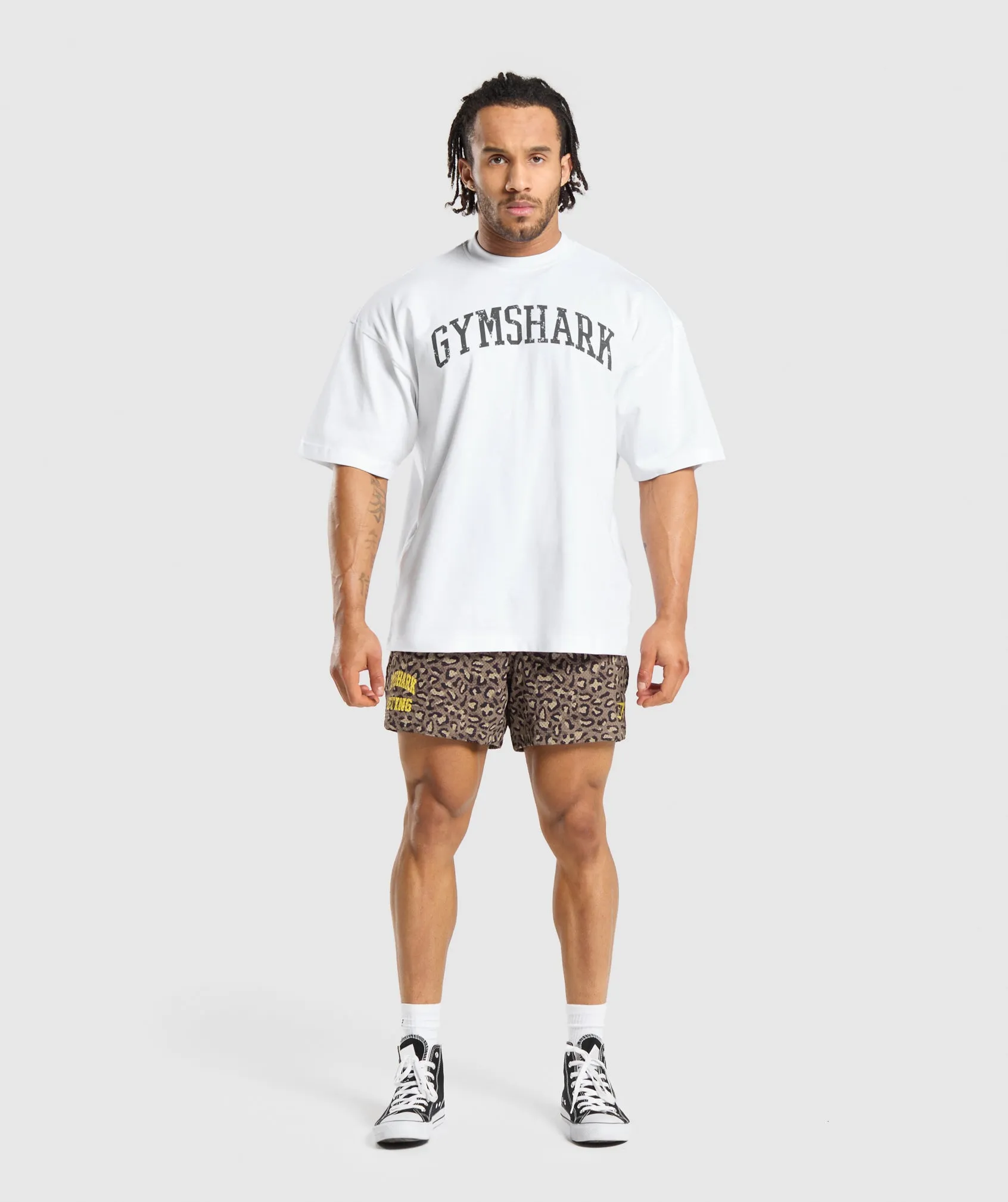 Gymshark Printed Lifting Mesh 5" Shorts - Cement Brown sold by Gymshark product image thumbnail 4