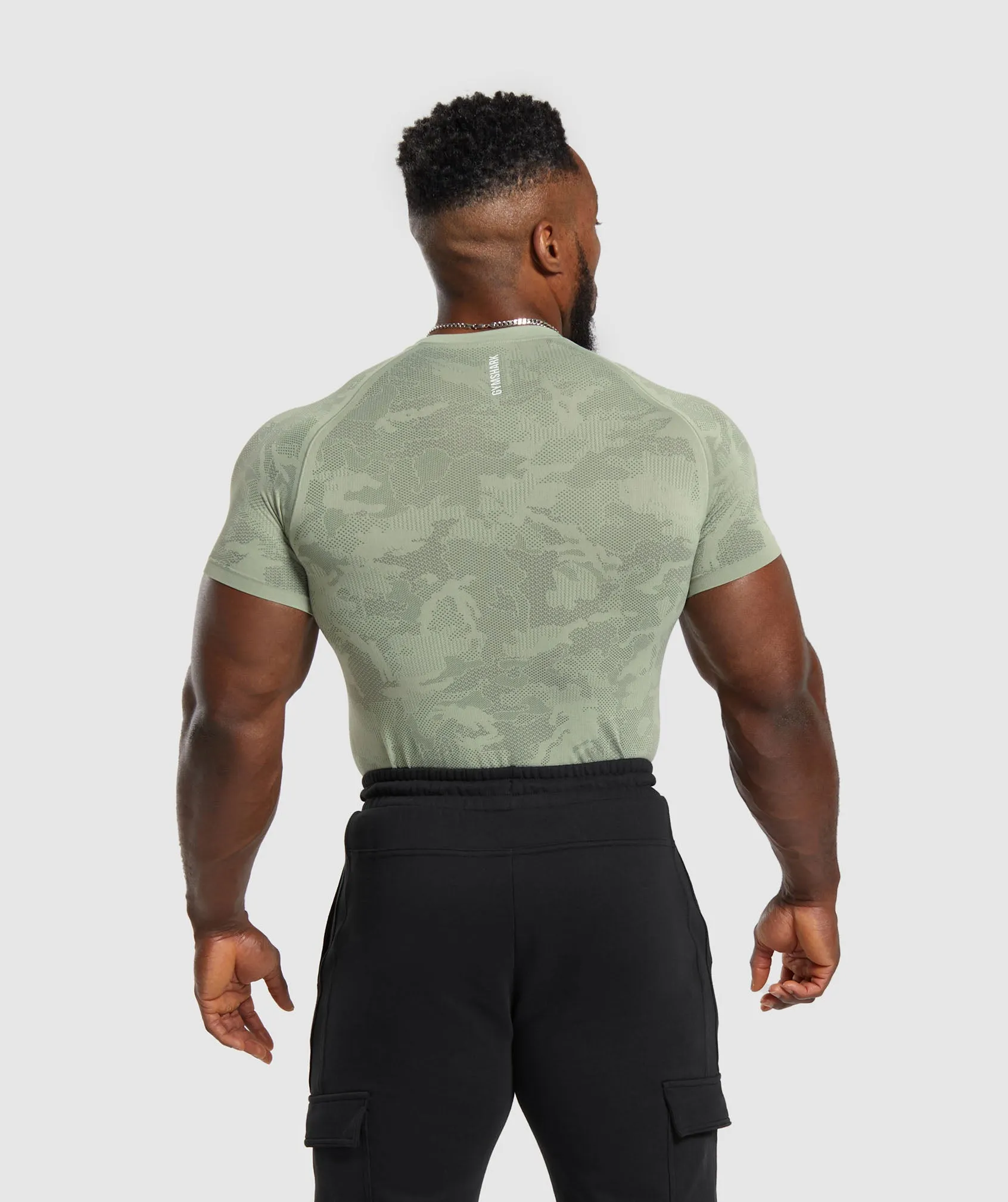 Gymshark Geo Seamless T-Shirt - Faded Green/Core Olive sold by Gymshark product image thumbnail 2