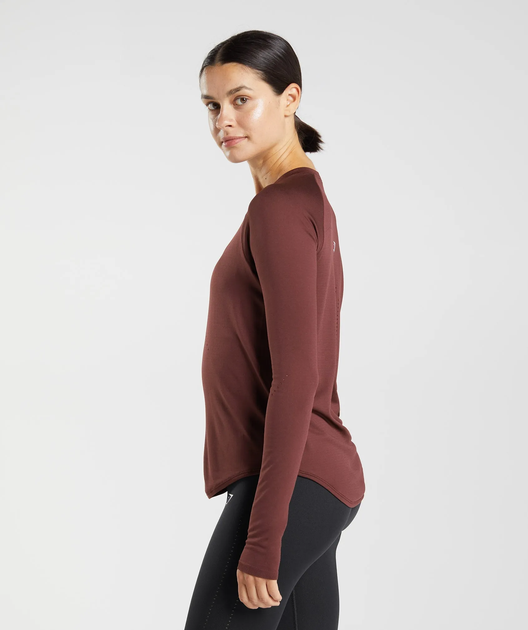 Gymshark Sweat Seamless Long Sleeve Top - Baked Maroon sold by Gymshark product image thumbnail 3