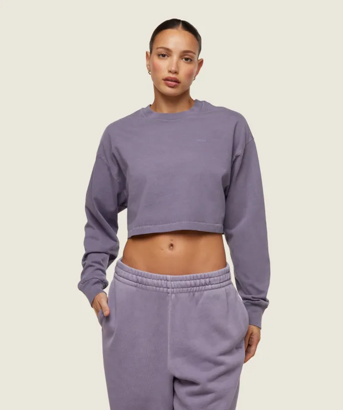 Gymshark everywear Cropped Long Sleeve Tee - Fog Purple sold by Gymshark