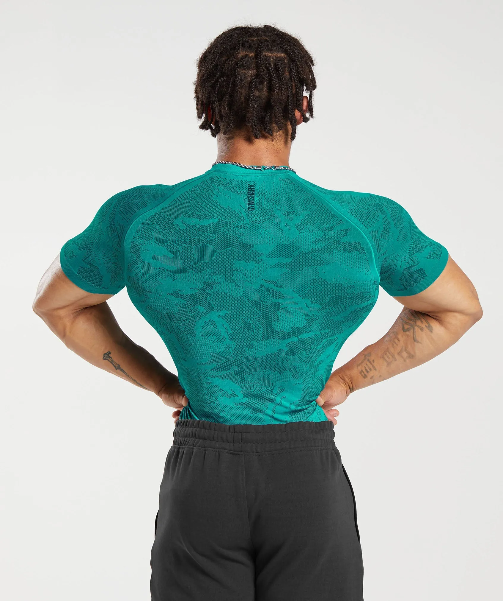 Gymshark Geo Seamless T-Shirt - Seafoam Blue/Darkest Teal sold by Gymshark product image thumbnail 2