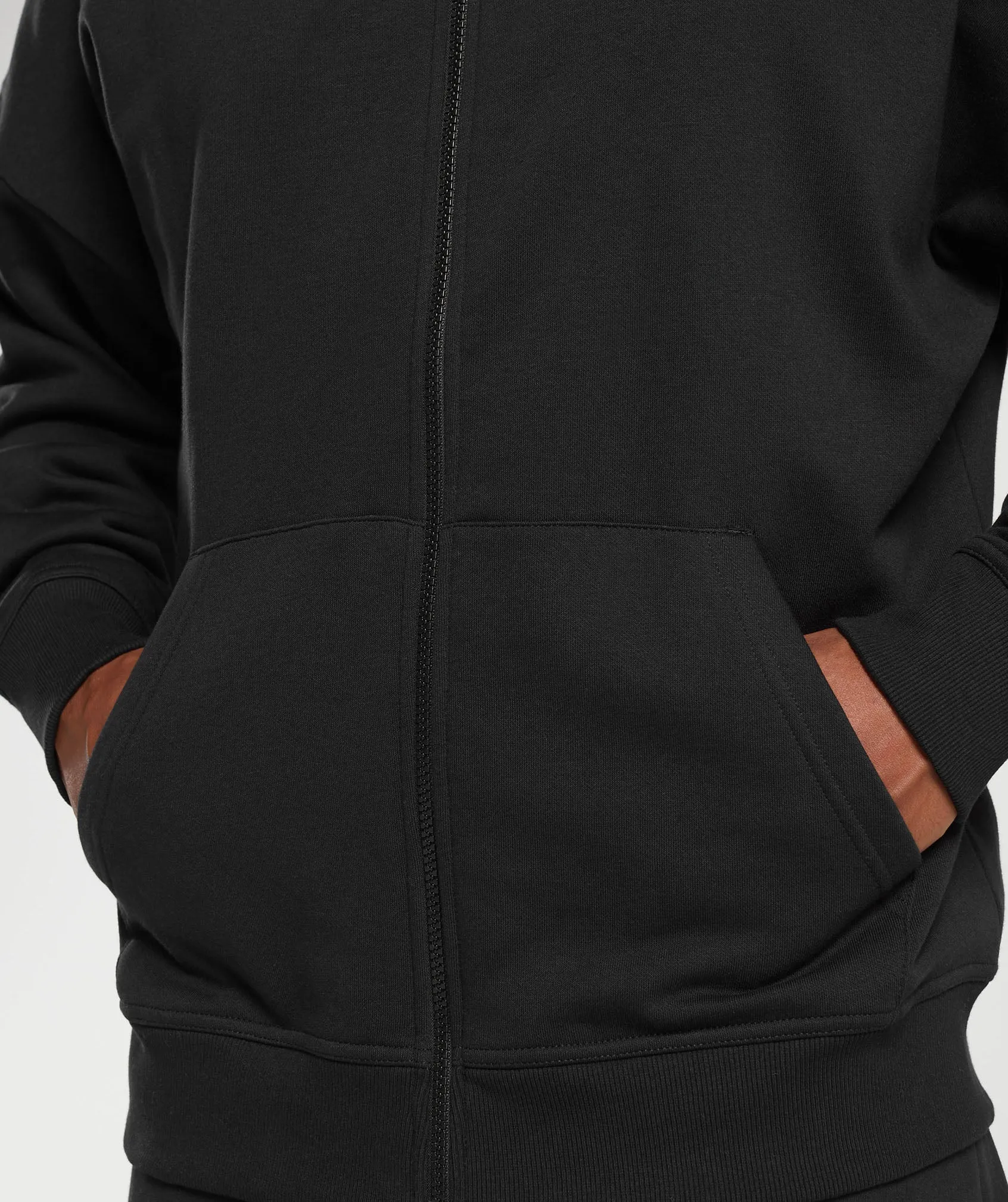 Gymshark Crest Oversized Zip Up Hoodie - Black sold by Gymshark product image thumbnail 5