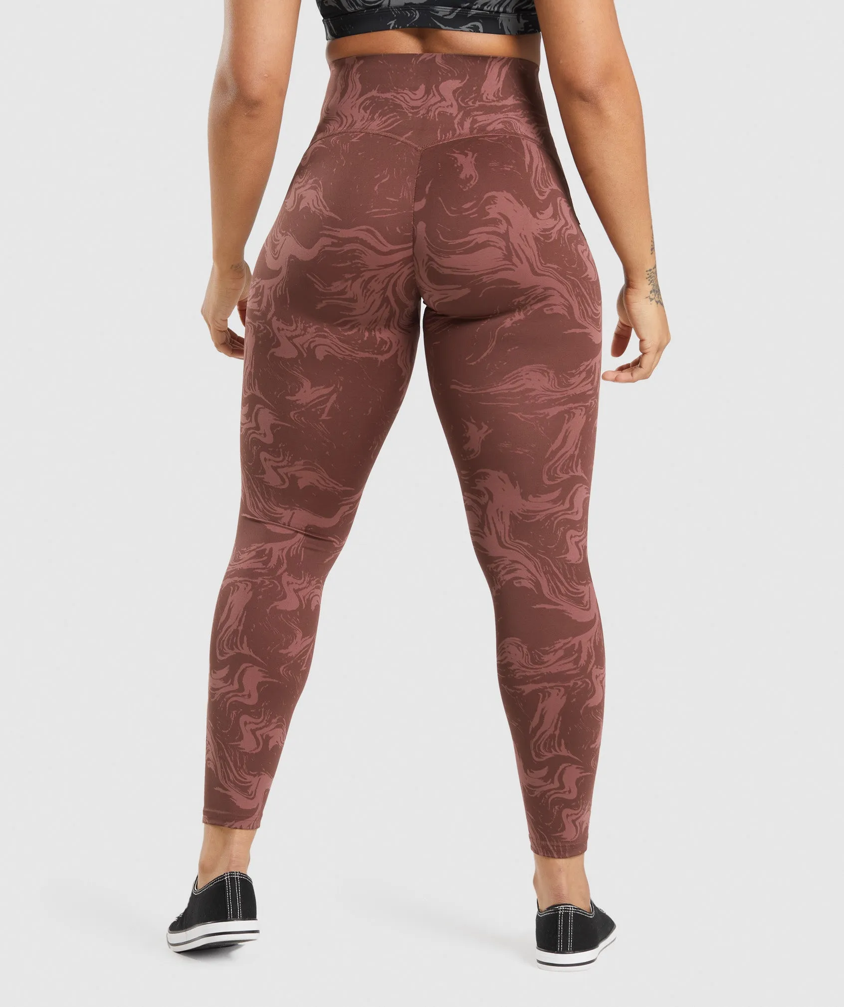 Gymshark Waist Support Leggings - Cherry Brown Print sold by Gymshark product image thumbnail 2
